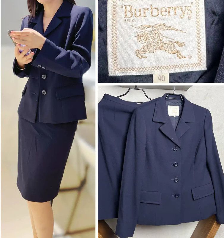 Burberry Burberry Women's Navy Wool Blazer and Skirt Set Size ONE SIZE - 1 Thumbnail