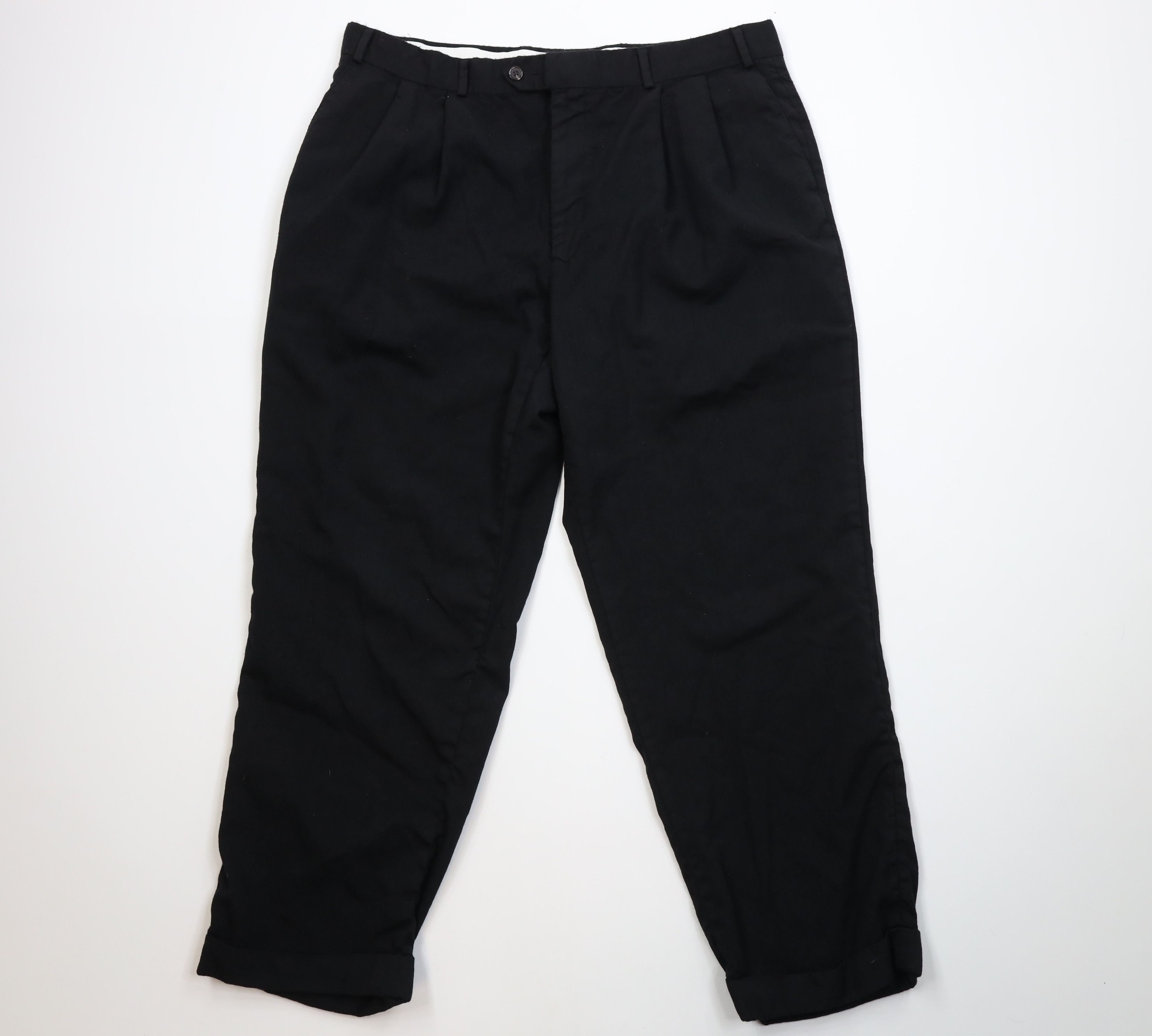Chaps Vintage 90s Y2K Chaps Wool Knit Wide Leg Chino Pants Black Size US 38 / EU 54 - 1 Thumbnail