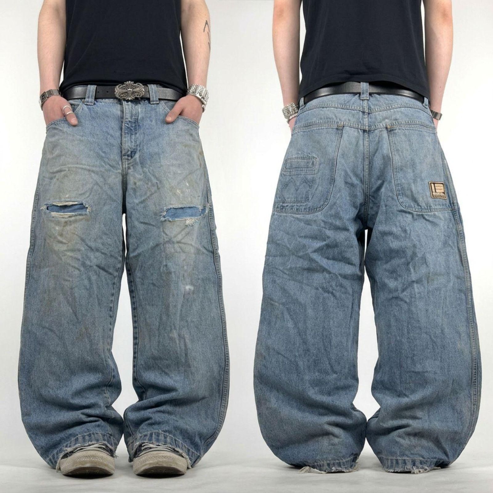Vintage y2k distressed skater grunge baggy wide leg jeans