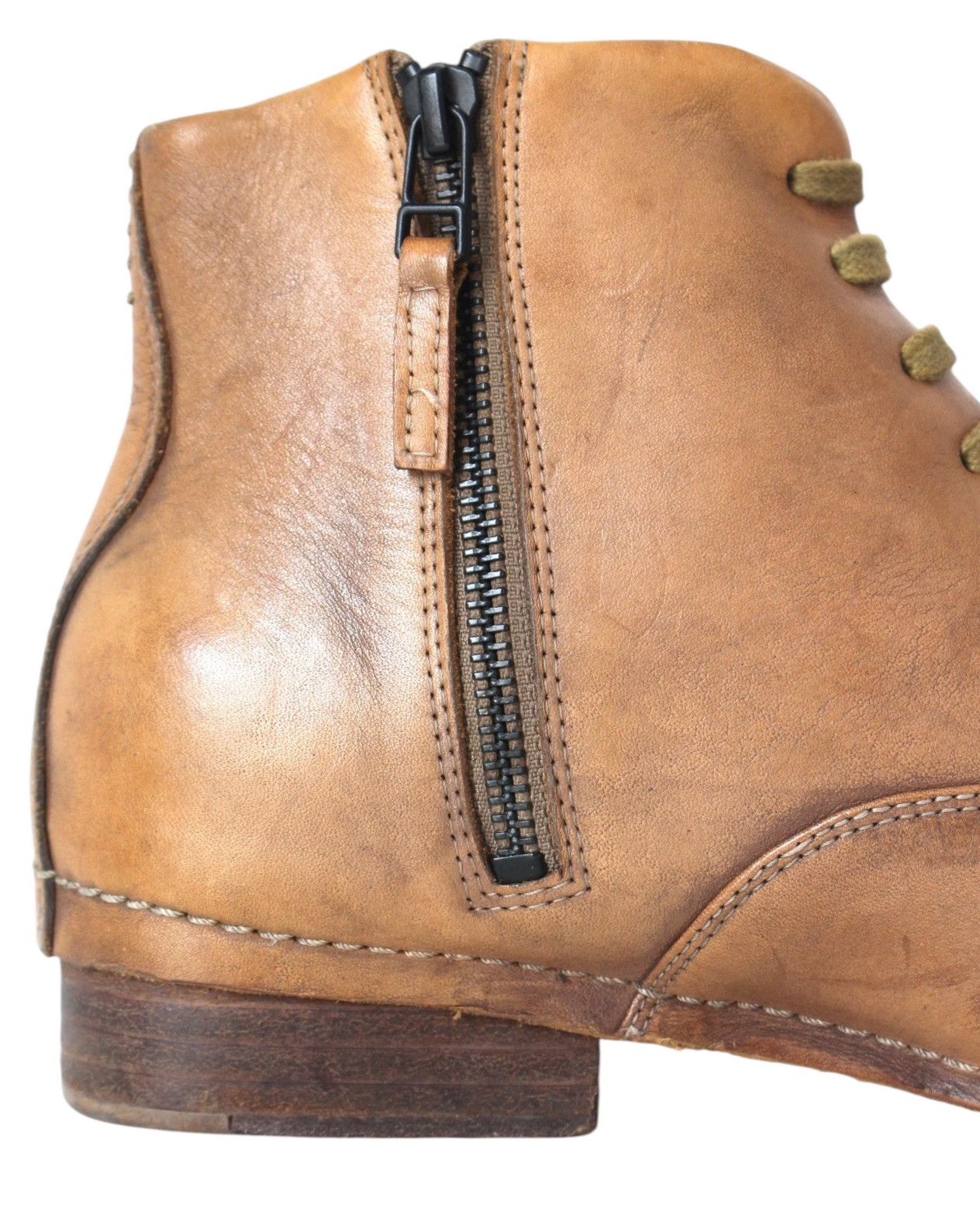 Vintage INITIAL VERO CUOIO SIDE-ZIP LACE-UP LEATHER ANKLE BOOTS Size US 8 / EU 41 - 4 Thumbnail