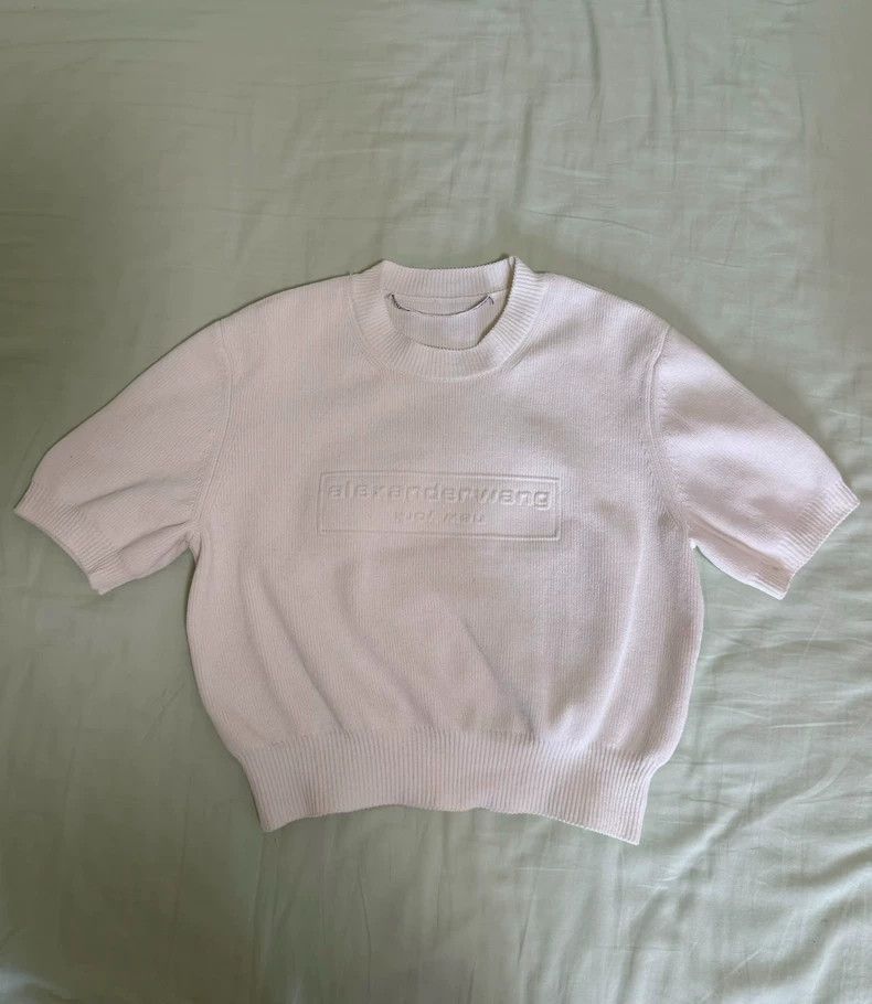 Alexander Wang Alexander Wang White Knit Short Sleeve Top- Size XS / US 0-2 / IT 36-38 - 1 Thumbnail