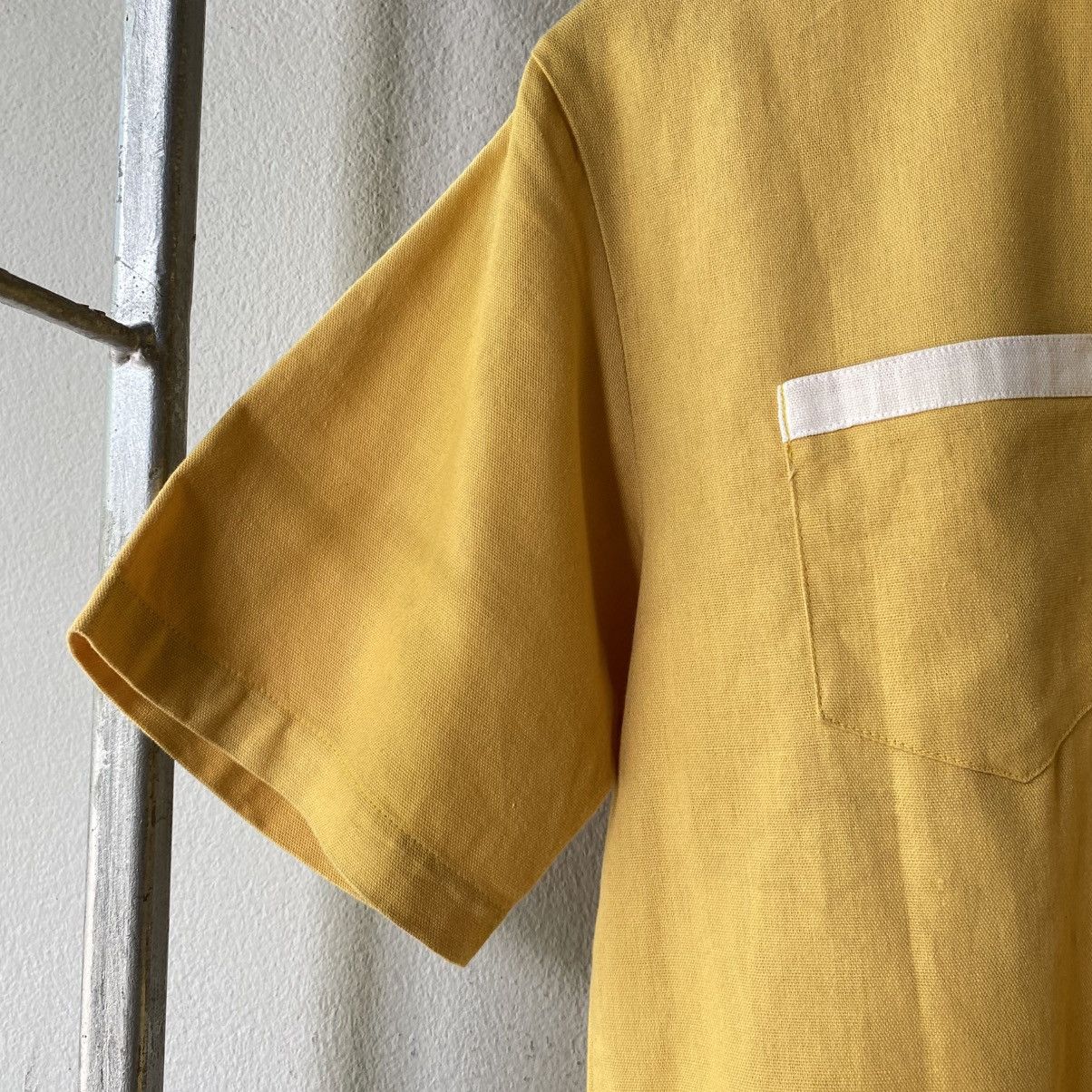 Vintage Girl Girl Yellow Contrast Collar Bowling Shirt Size M / US 6-8 / IT 42-44 - 5 Thumbnail