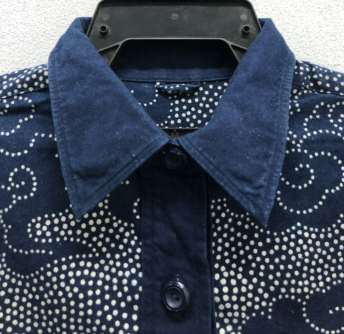 Japanese Brand Vintage Navy Blue Long-Sleeve Shirt with Cloud Batik Pattern Size US L / EU 52-54 / 3 - 3 Thumbnail