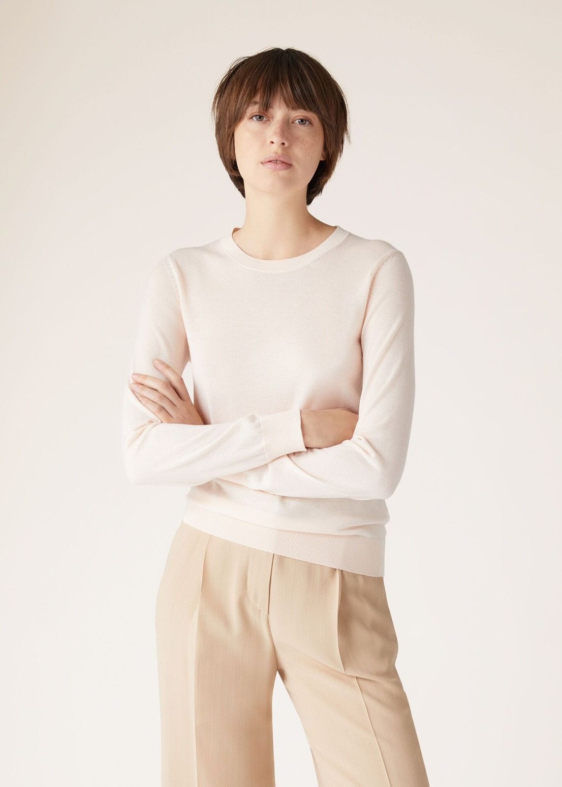 Loro Piana o1srvl11e0824 Piuma Cashmere Crewneck Sweater in Light Pink Size XS / US 0-2 / IT 36-38 - 7 Thumbnail