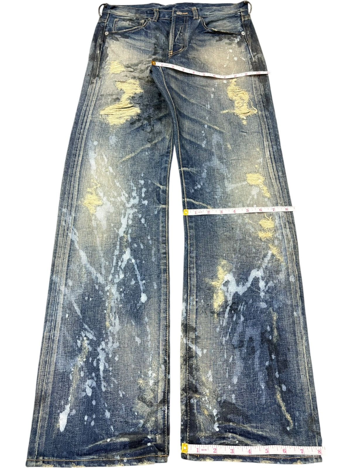 Japanese Brand Vintage Japanese Mud Wash Paint Splatter Distress Loose Jean Size US 30 / EU 46 - 12 Thumbnail