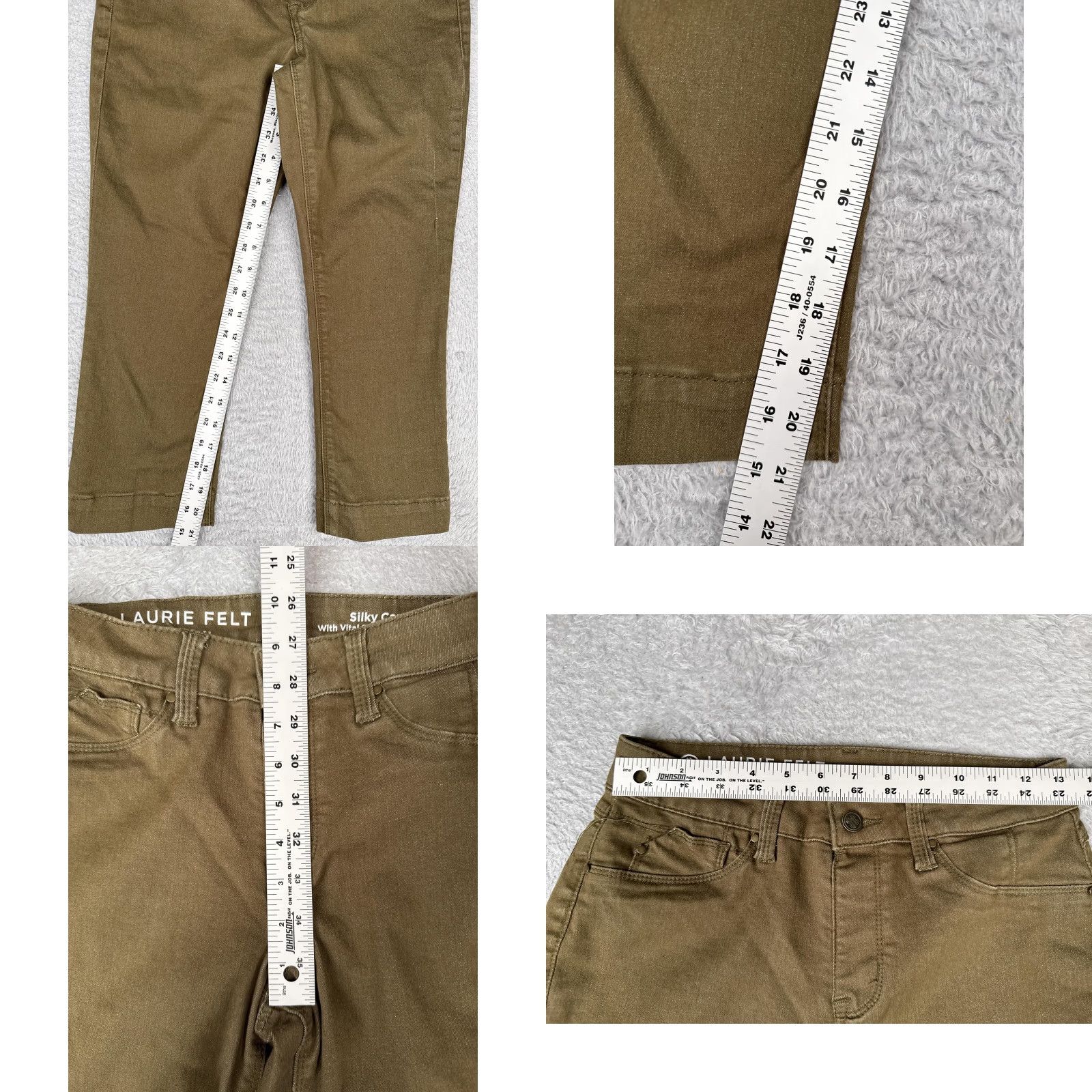 Vintage Laurie Felt Pants Womens XS Capri Brown Silky Stretch Technology Pockets Zip Button Straight Leg 21in Inseam Casual City Vintage No N/A Size 26" / US 2 / IT 38 - 8 Thumbnail