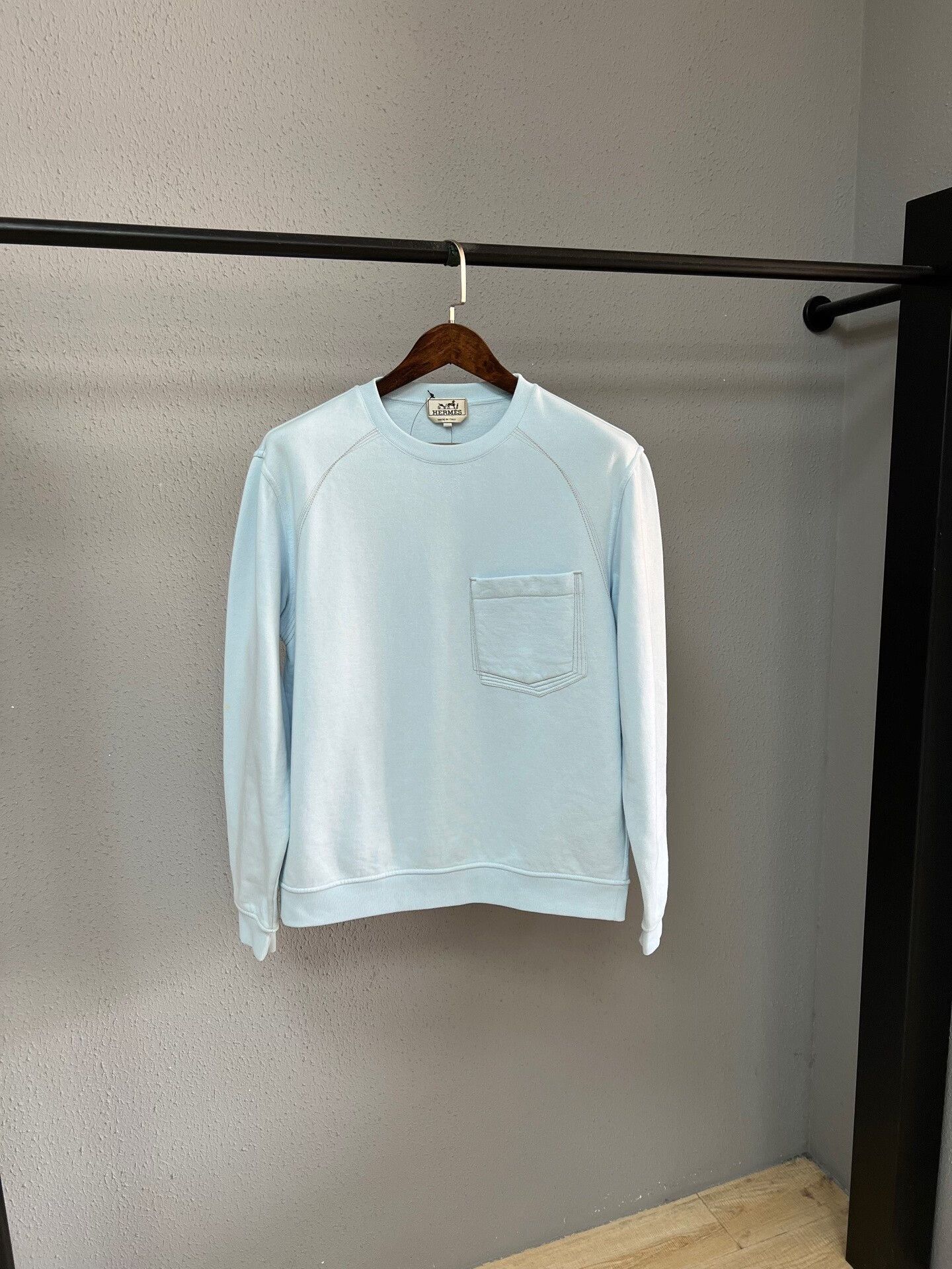 Hermes Hermes Baby Blue Pocket Sweatshirt Size L / US 10 / IT 46 - 1 Thumbnail