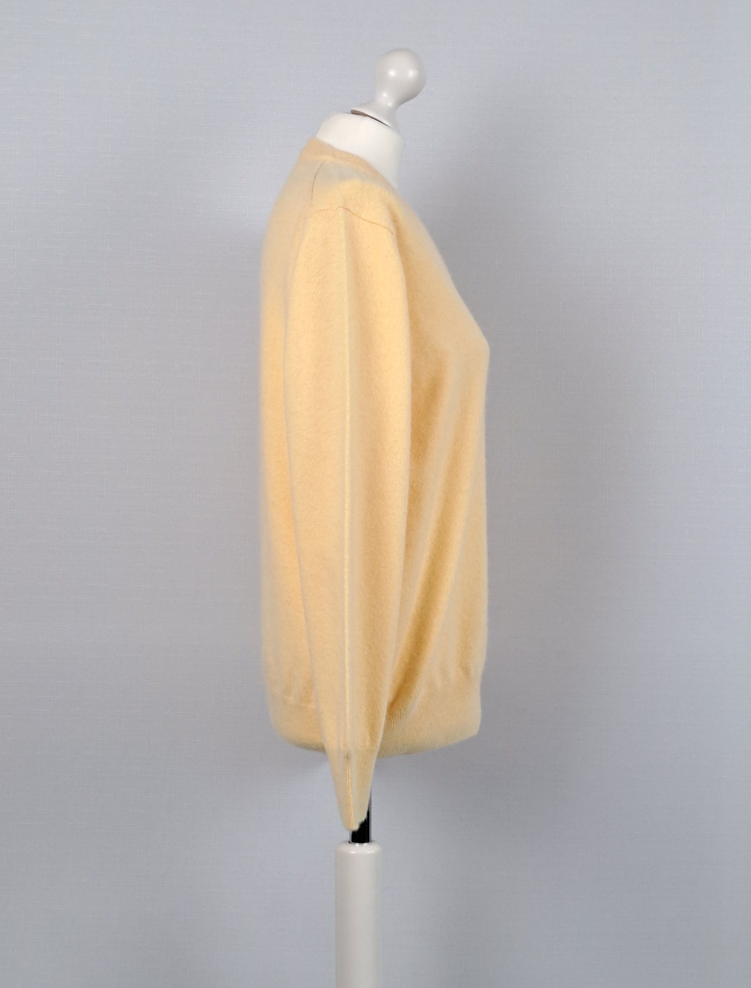 Vintage Vintage YSL Yves Saint Laurent yellow V-Neck mohair sweater. Size US S / EU 44-46 / 1 - 2 Thumbnail