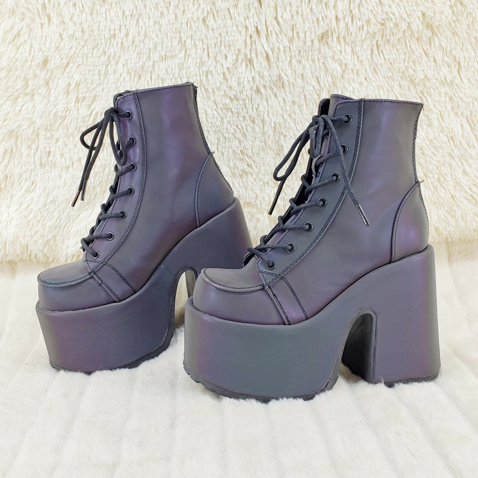 Demonia Cult DEMONIA Camel 203 Purple Green Reflective Platform Goth Punk Size US 7 / IT 37 - 3 Thumbnail