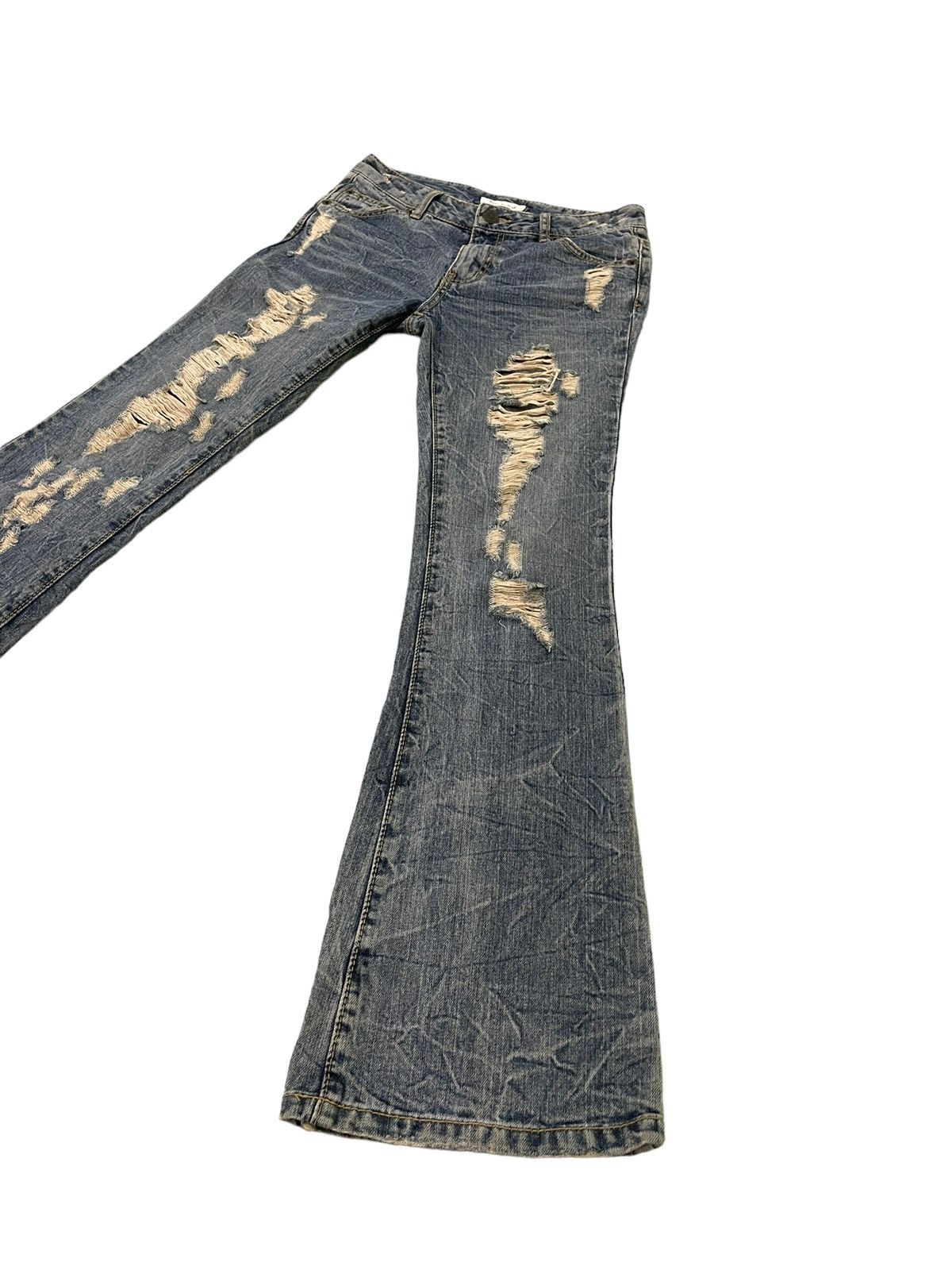 Japanese Brand Flare Jeans Colza Distress Low Rise Boot Cut 7🟦4 Size US 29 - 3 Thumbnail