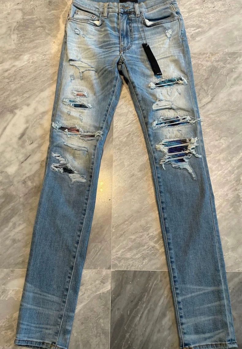 AMIRI Distressed Blue Denim Jeans - dmc
