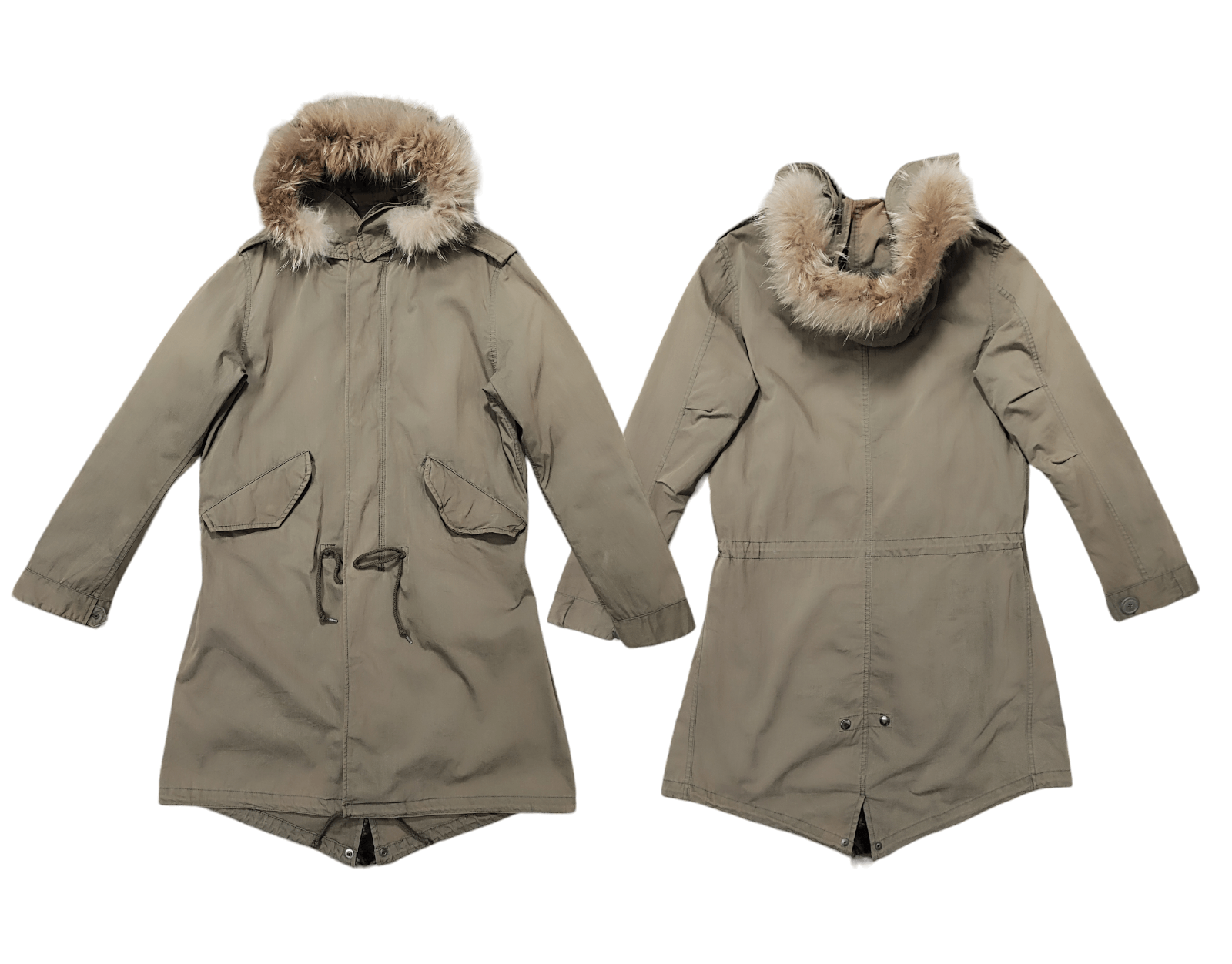 image of Parkas Alpha Industries Fishtail Hoodie Fur in Olive Brown, Men's (Size Medium)