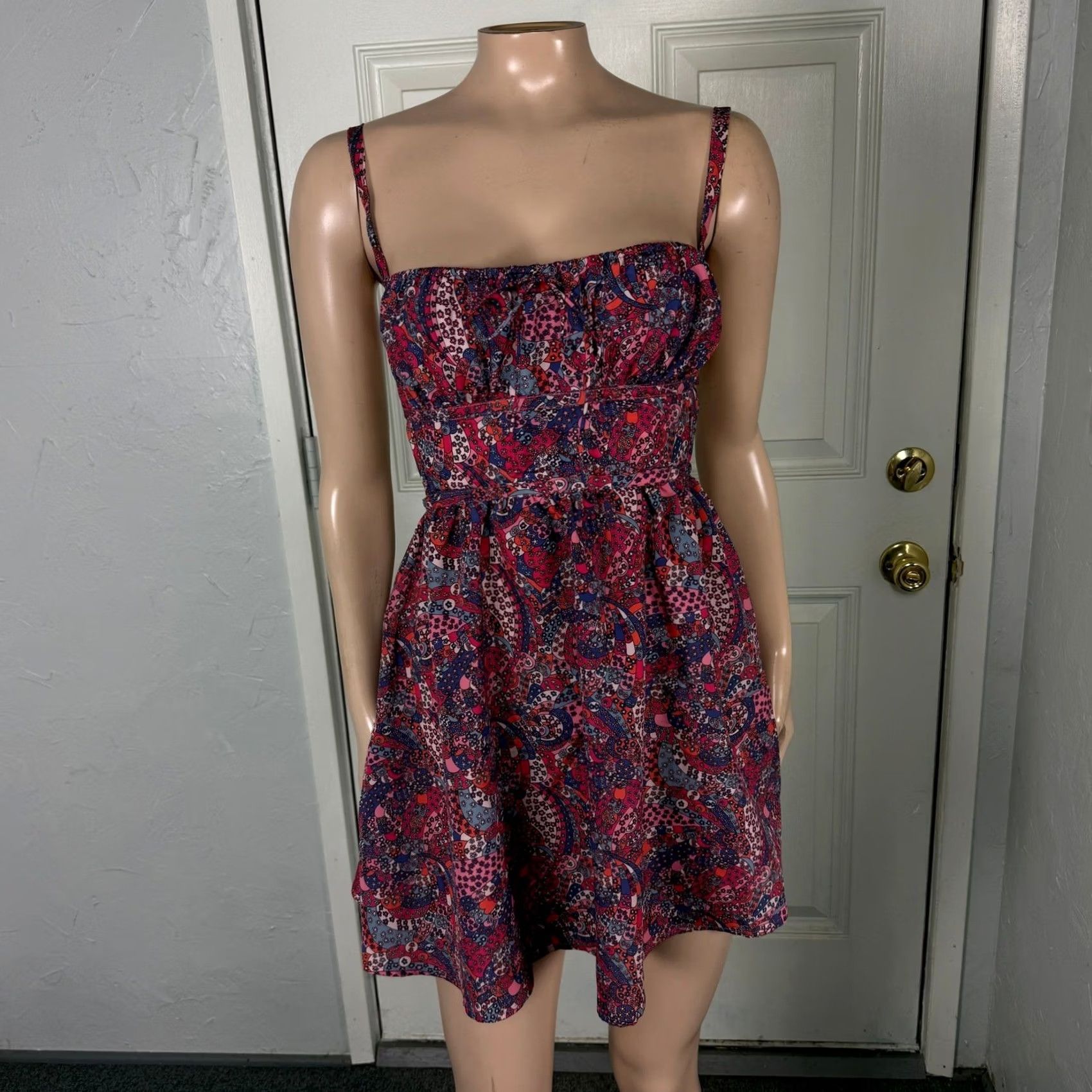 For Love & Lemons For Love & Lemons Women's Dress Mini Floral Open Back Tie Summer S Pink Sleeveless 31" Waist 23" D4-21 Size S / US 4 / IT 40 - 2 Thumbnail