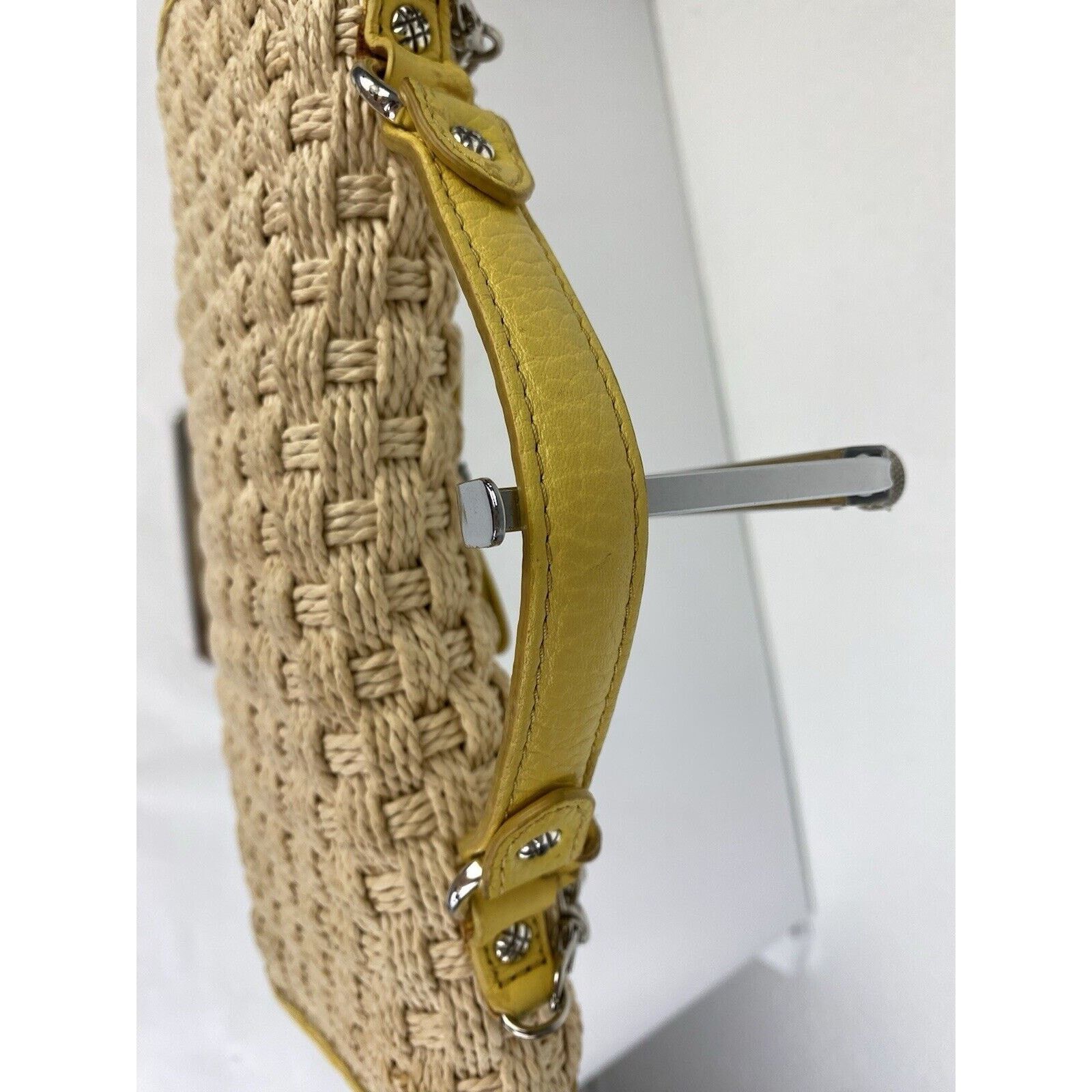 Brighton VTG BRIGHTON Straw Bag Yellow Leather Lined Purse Raffia Size ONE SIZE - 7 Thumbnail