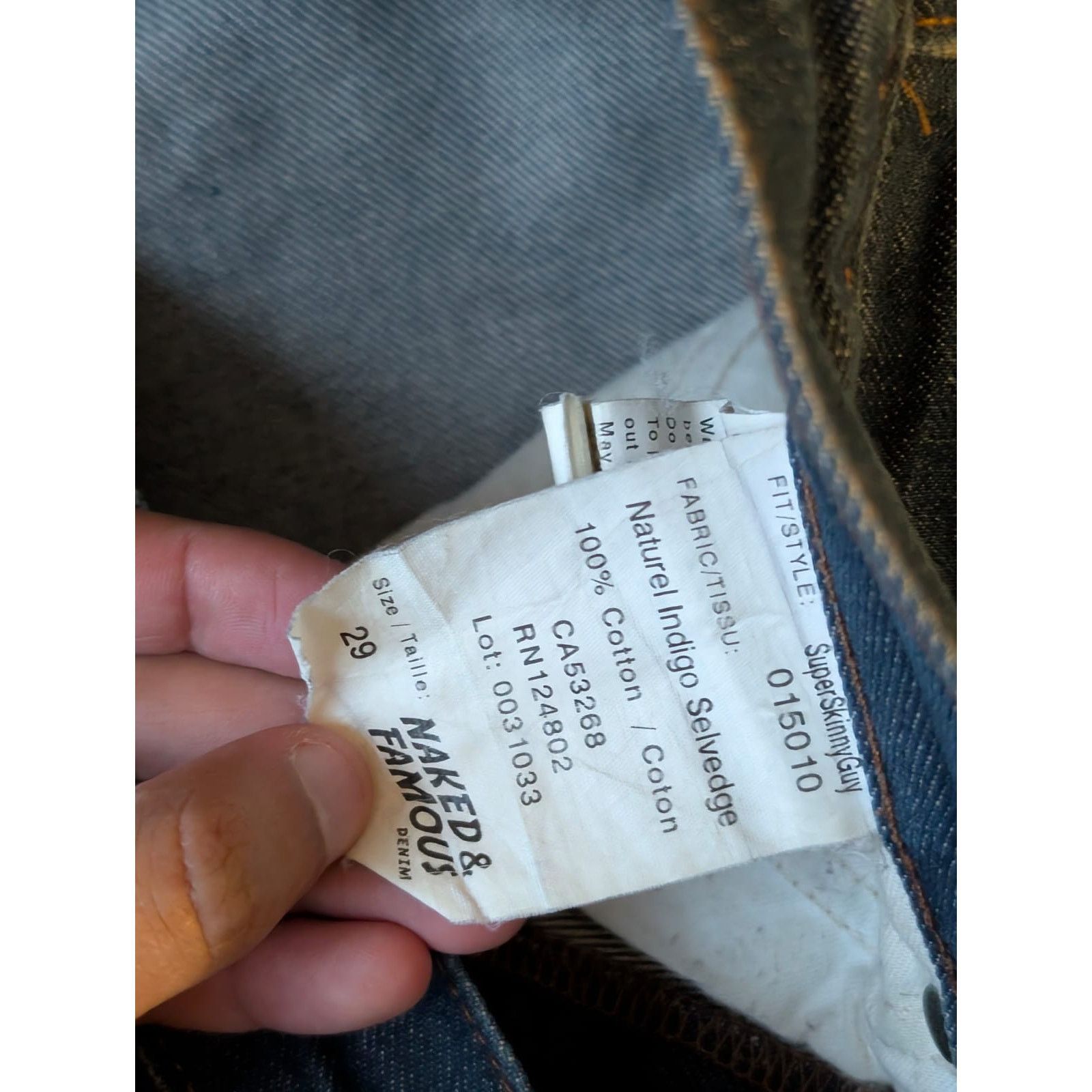 Naked & Famous Super Skinny Guy (shorts) - Natural Indigo Selvedge (29) Size US 29 - 4 Thumbnail