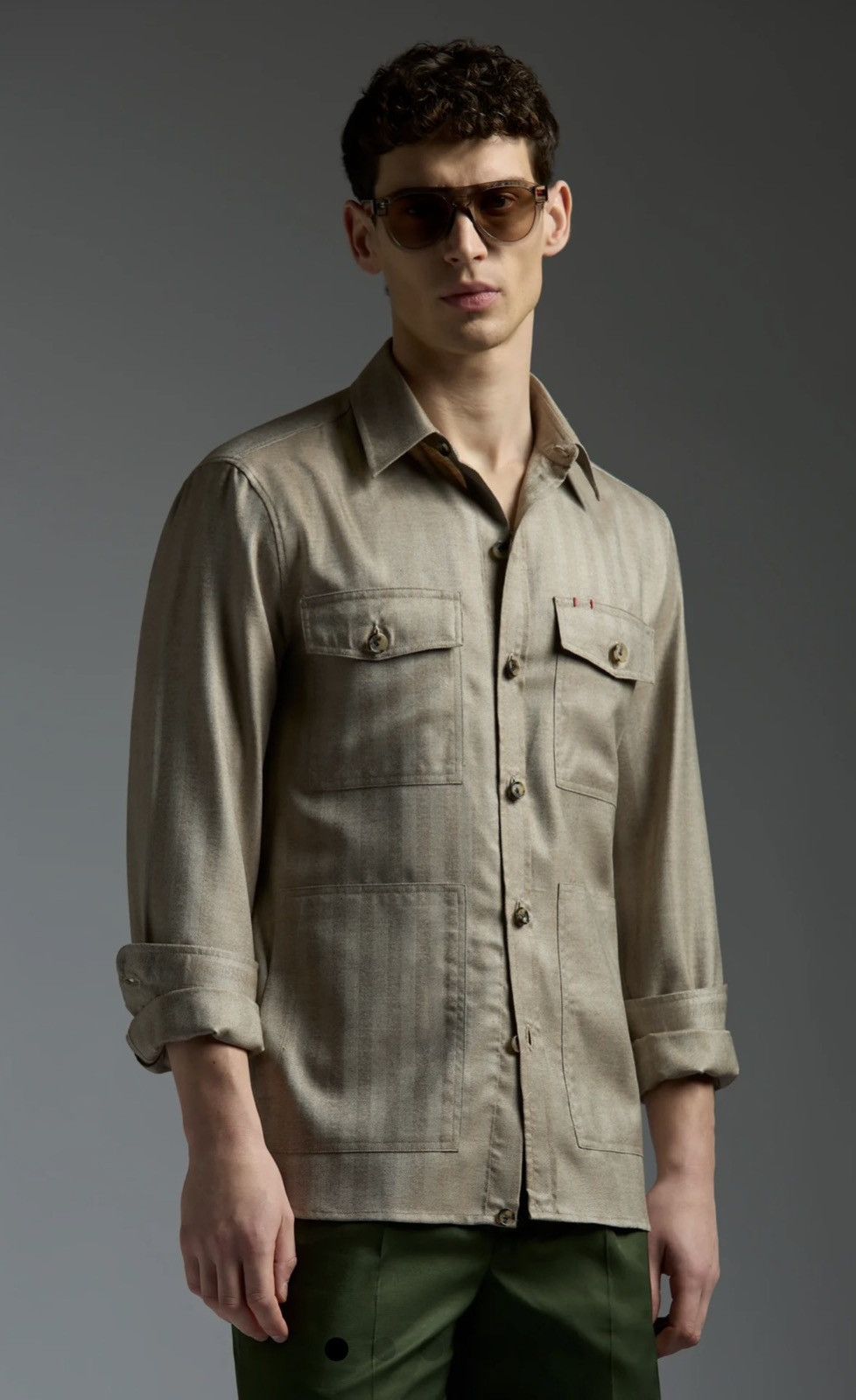 Isaia Napolii Isaia Napoli Natural Cashmere Beige Overshirt Size US M / EU 48-50 / 2 - 1 Thumbnail