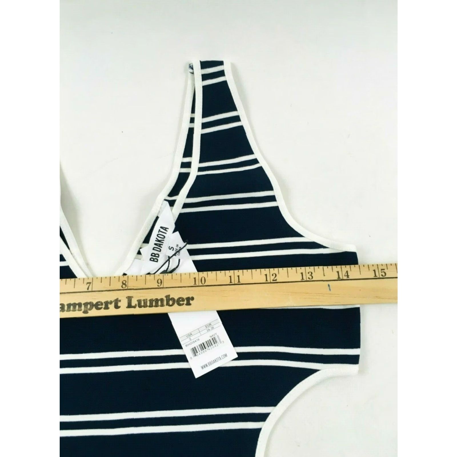 BB Dakota BB Dakota Bodysuit Women's S Navy Blue & White Striped Cut-out on the Side One Piece Womens XS? Size S / US 4 / IT 40 - 3 Thumbnail