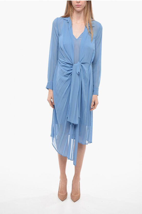 image of Dries Van Noten Flap Dress Dinta With Petticoat in Light Blue, Women's (Size Medium)
