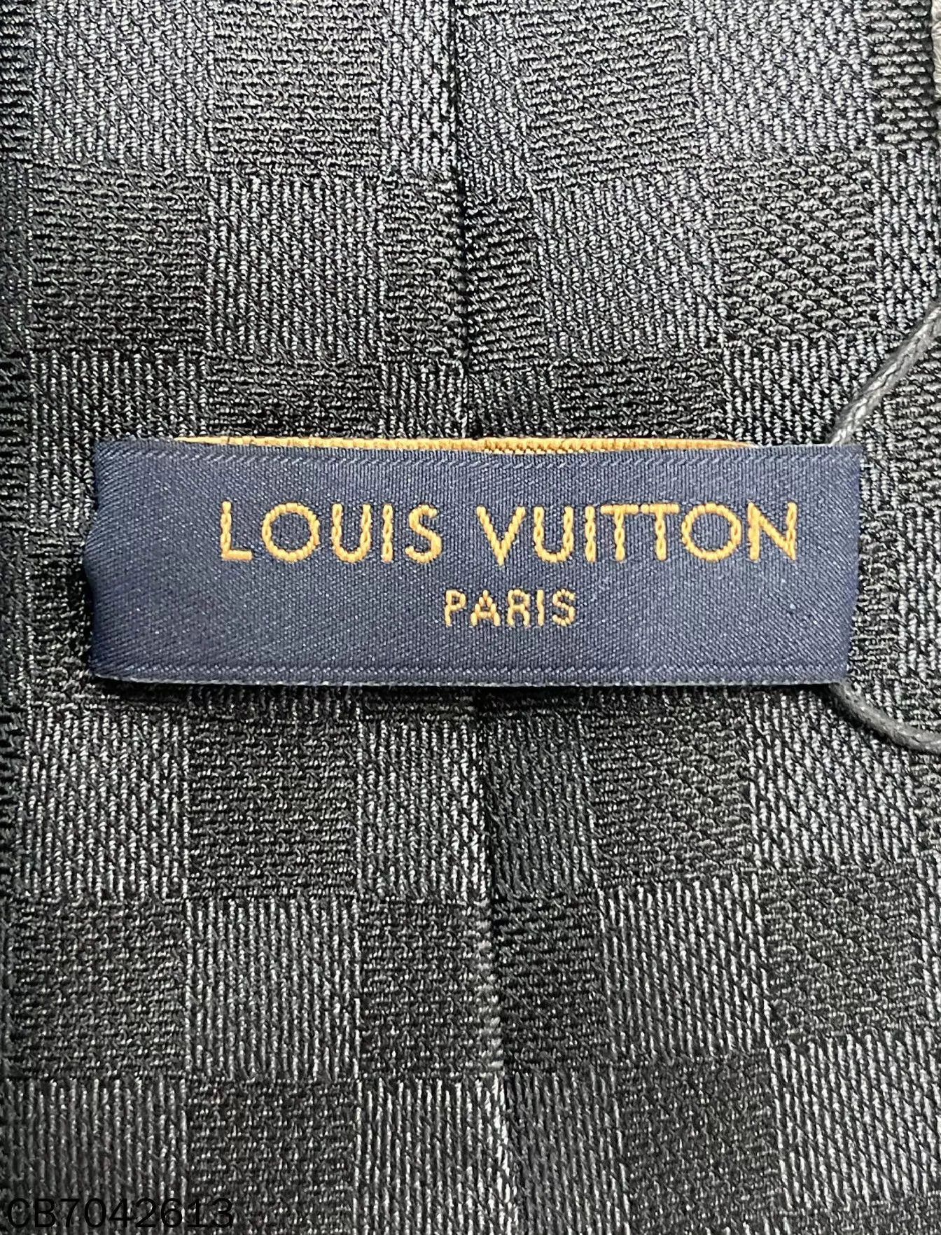 Louis Vuitton LV Black Checkerboard Logo Silk Tie Size ONE SIZE - 4 Thumbnail