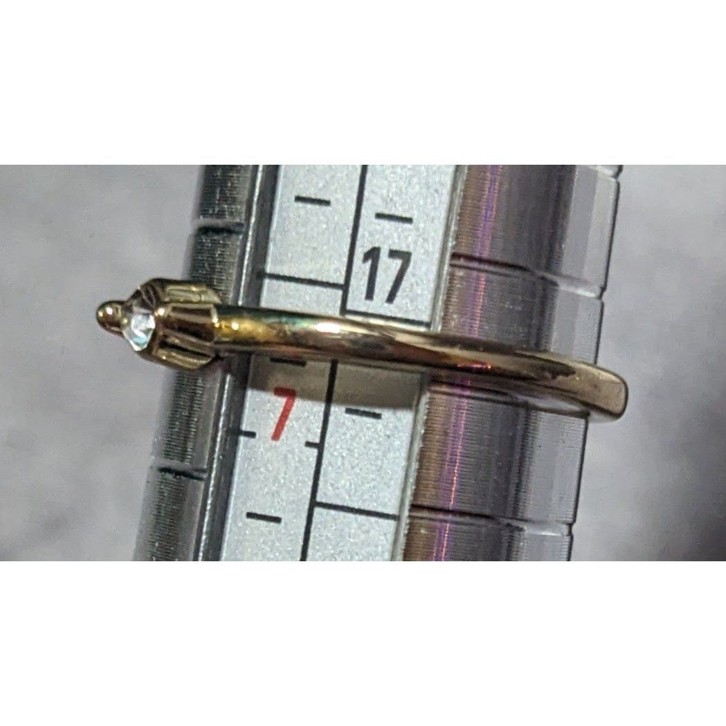 Other Minimalist Gold Tone Clear Single Gemmed Ring Size 6 3/4 Size ONE SIZE - 10 Thumbnail