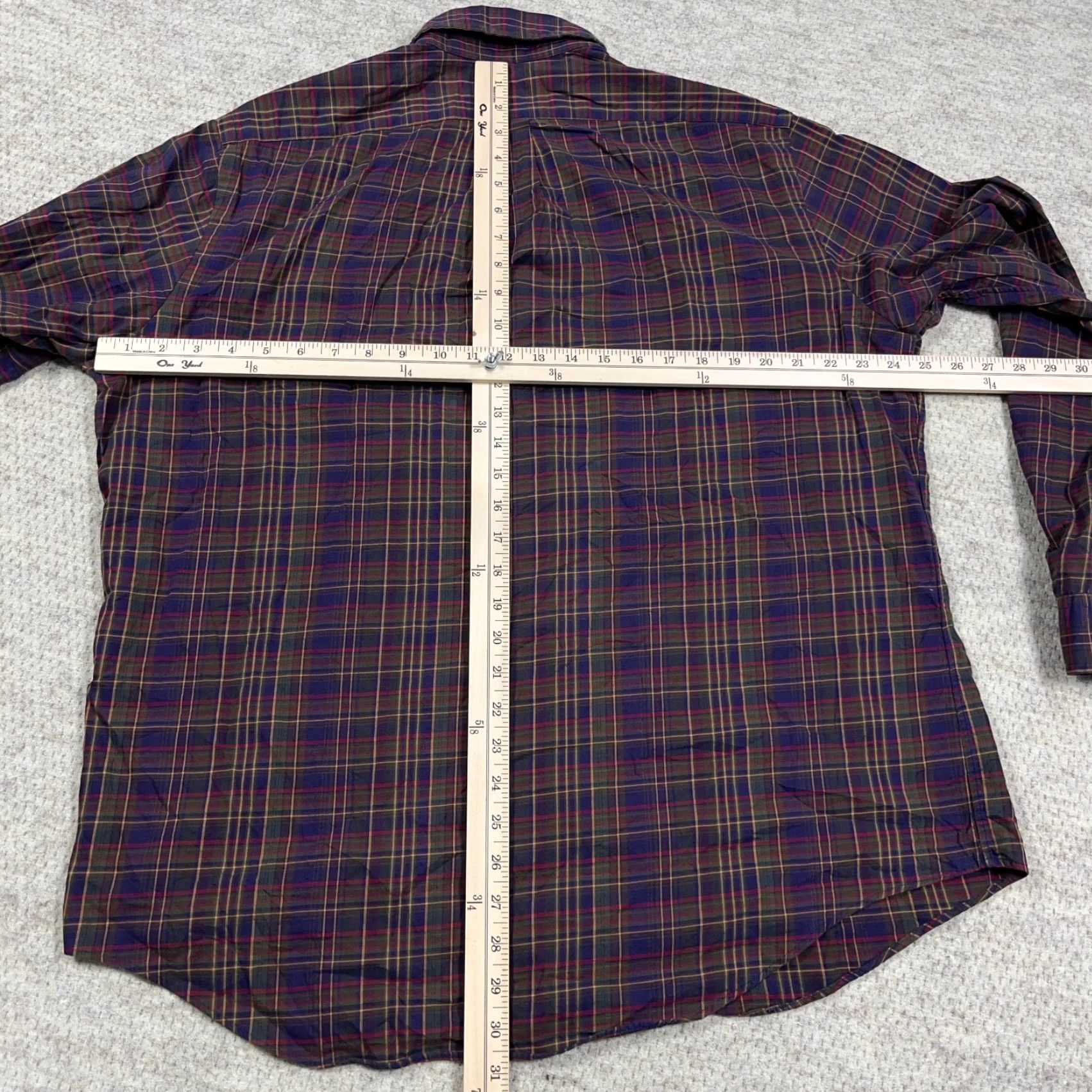 Ralph Lauren Ralph Lauren Shirt Men XL Button-Up Plaid Purple Olive Green Wool Blend Colorful Preppy Modern Size 46R - 6 Thumbnail