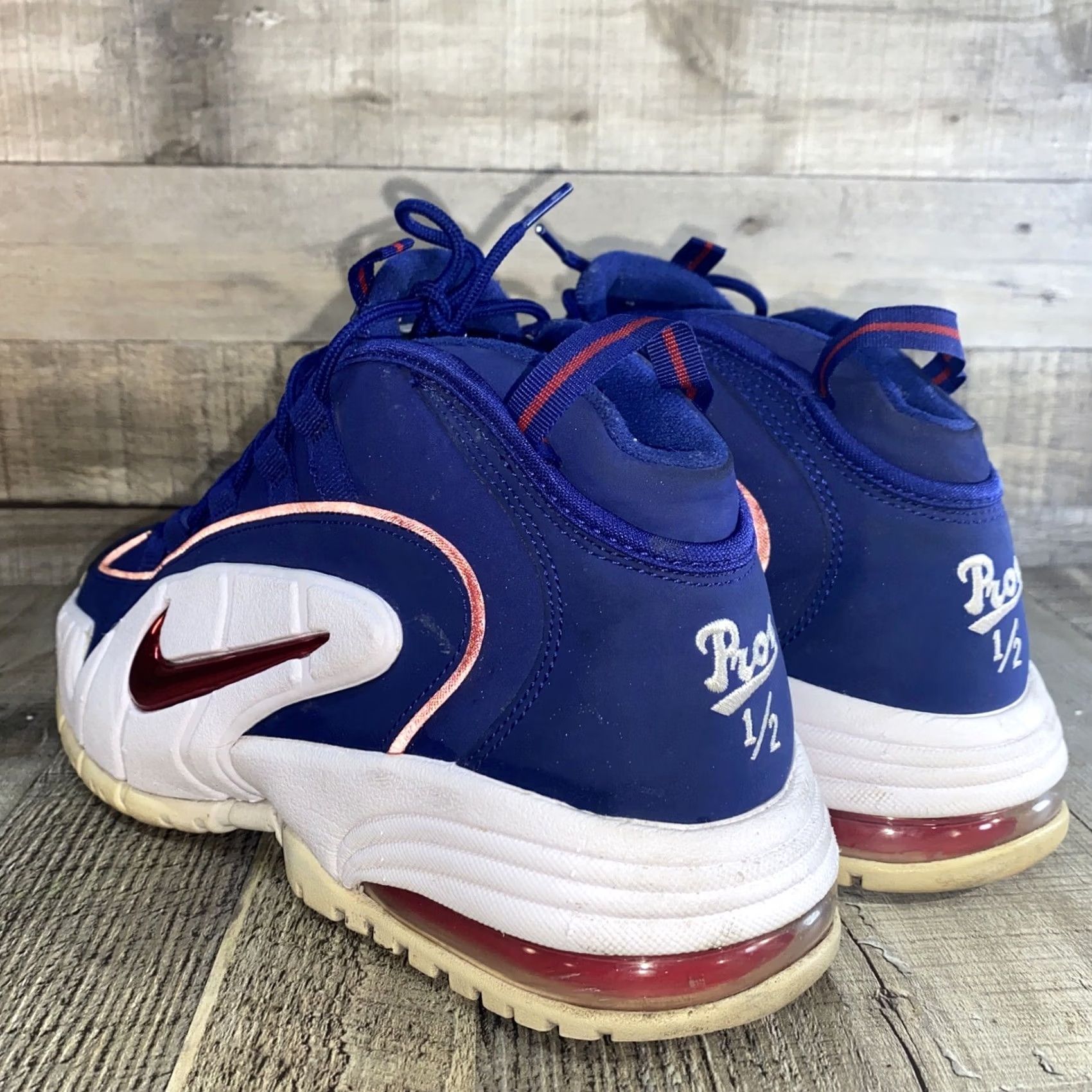 Nike VINTAGE Nike Air Max Penny Sneaker Mens 11 Deep Royal Blue Gym Red 685153-400 USA Olympics Penny Hardaway Reflective Solid Leather Lining Suede Size US 11 / EU 44 - 4 Thumbnail