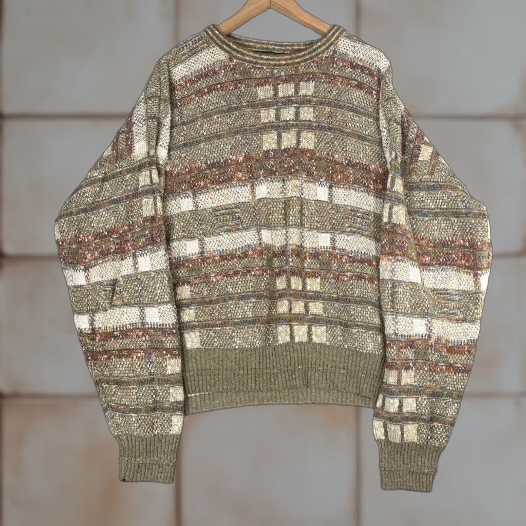 Croft & Barrow VINTAGE Croft & Barrow Sweater Mens XL Brown Textured Knit Retro 90s Italy Size US XL / EU 56 / 4 - 1 Thumbnail