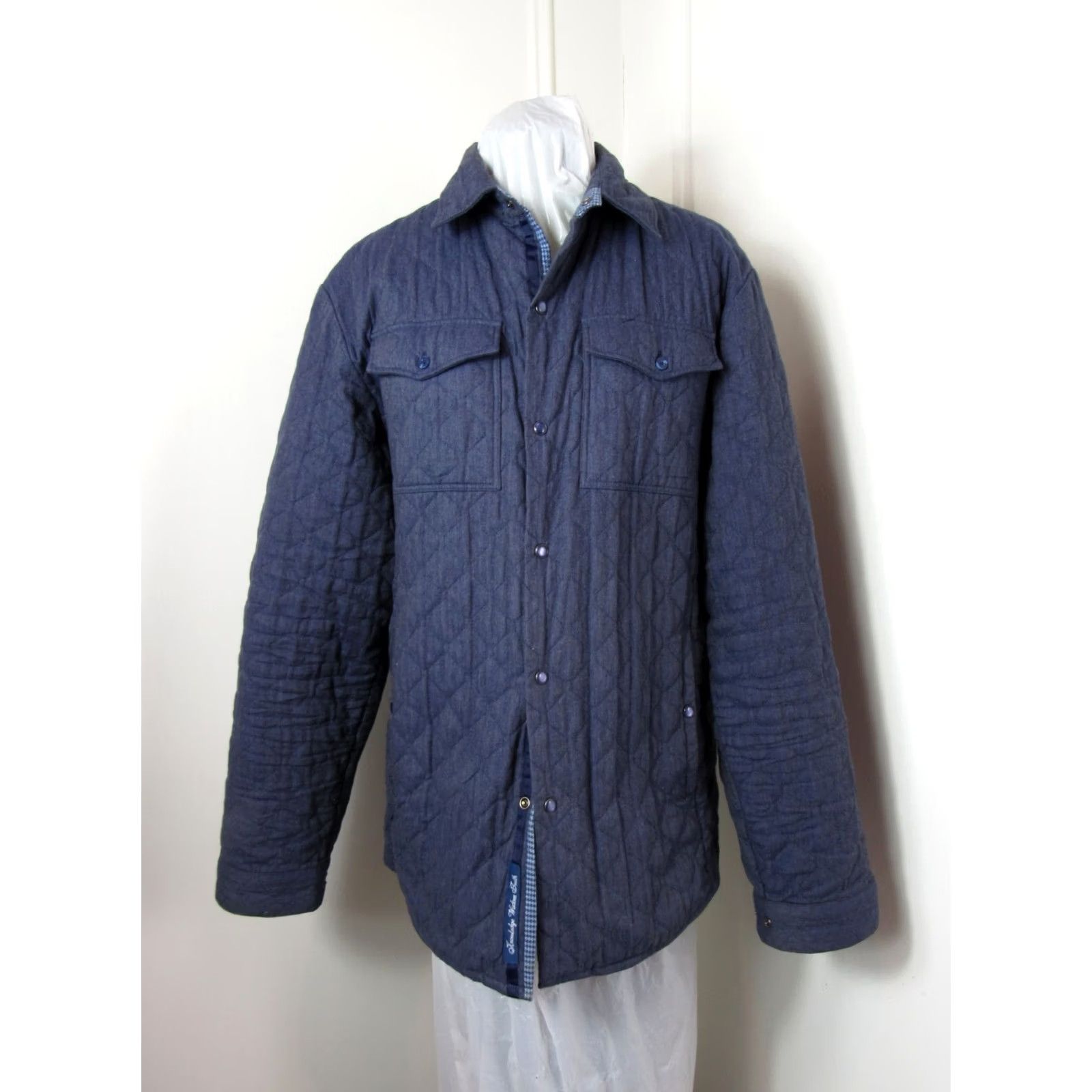 Robert Graham Robert Graham Shacket Jacket Mens Sz XL Blue Quilted Snap Button Up Lite Modern Americana Size US XL / EU 56 / 4 - 2 Thumbnail