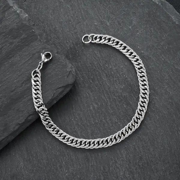 Jewelry Silver Chain Link Bracelet, Classic Men's Bracelet Size ONE SIZE - 5 Thumbnail