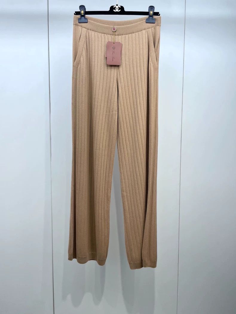Loro Piana LORO PIANA Cashmere knit khaki wide leg pants Size 28" / US 6 / IT 42 - 1 Thumbnail