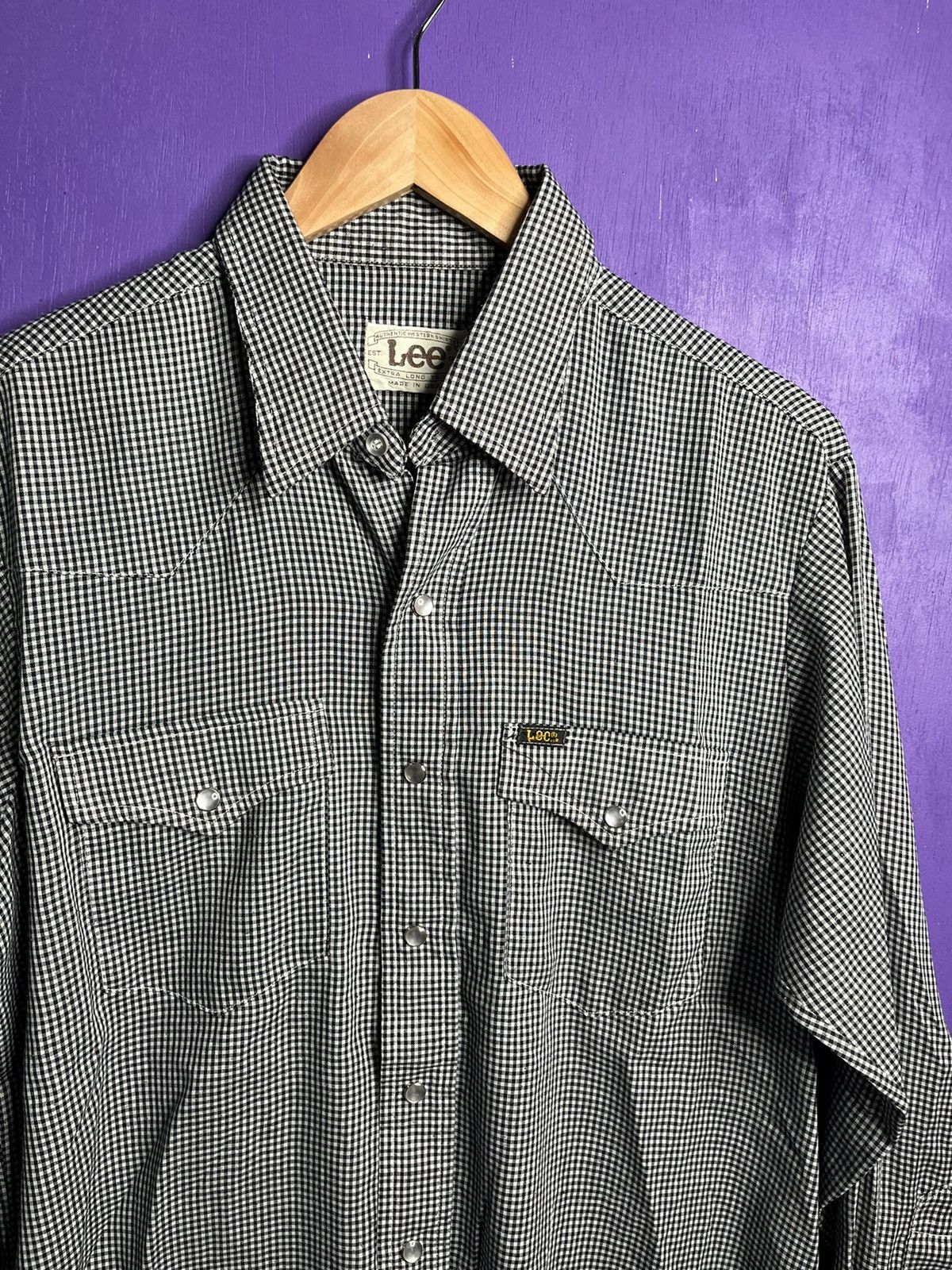 Lee × Vintage Vintage 70s Lee Salt and pepper print pearl snap Size US L / EU 52-54 / 3 - 3 Thumbnail