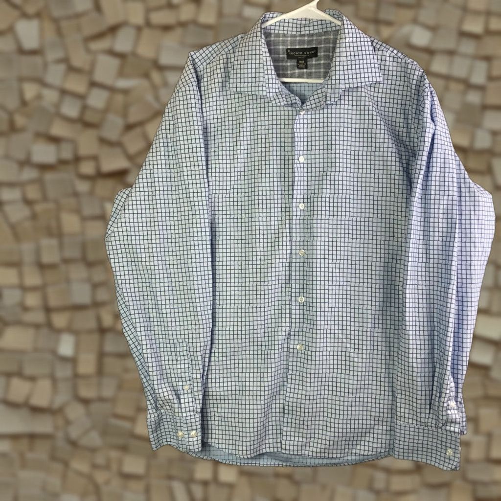 Pronto Uomo Pronto Uomo Shirt Long Sleeve Button-Up Mens XXL Blue Plaid Shirt Size US XXL / EU 58 / 5 - 1 Thumbnail