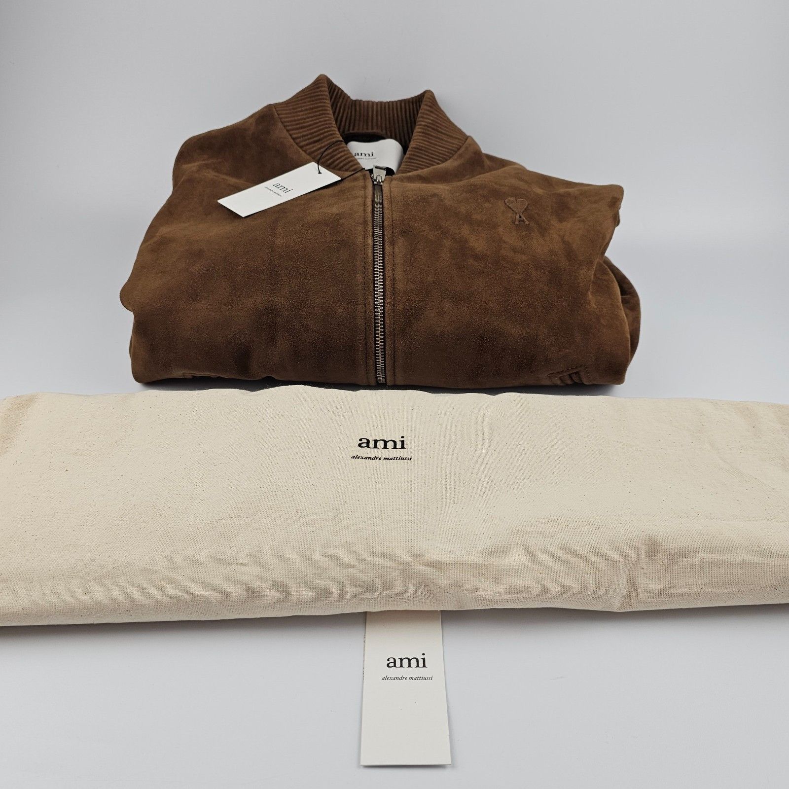 AMI AMI PARIS Brown Suede Bomber Jacket New & Authentic (Men's s Size US L / EU 52-54 / 3 - 4 Thumbnail