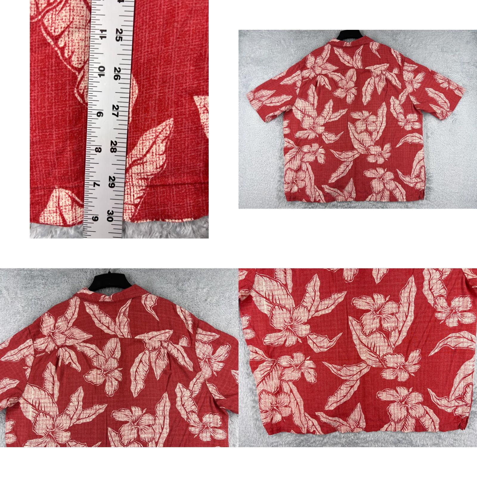 George George Shirt Men 2XL XXL Red White Floral Hibiscus Palm Button Up Hawaiian Rayon Size US XXL / EU 58 / 5 - 9 Thumbnail