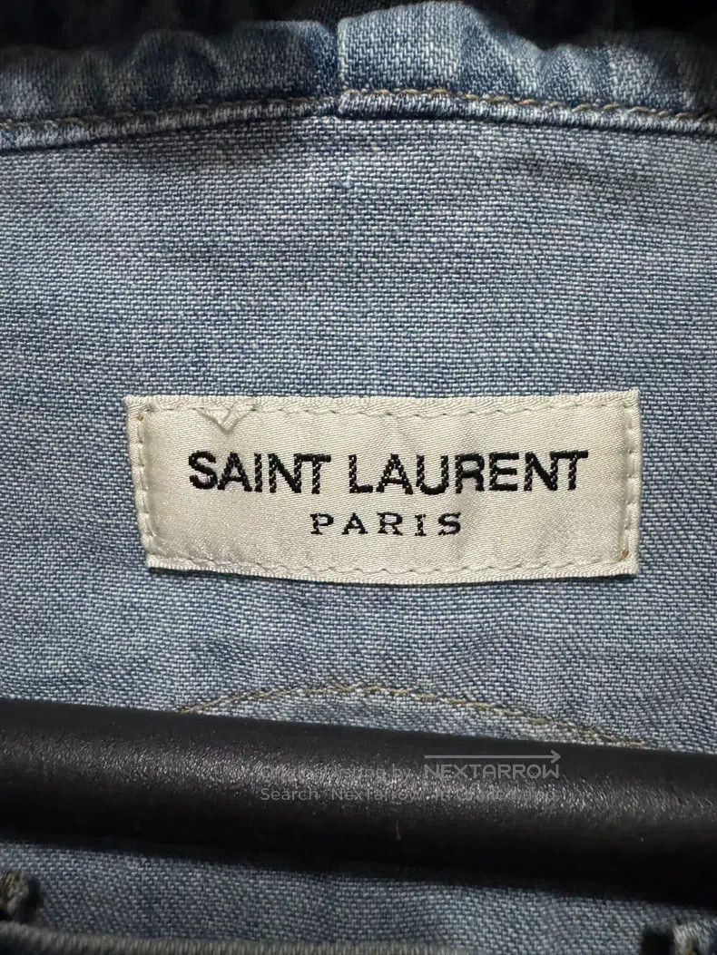 Saint Laurent Paris Saint Laurent Paris Destroyed Denim Hooded Sweatshirt Size US XS / EU 42 / 0 - 5 Thumbnail