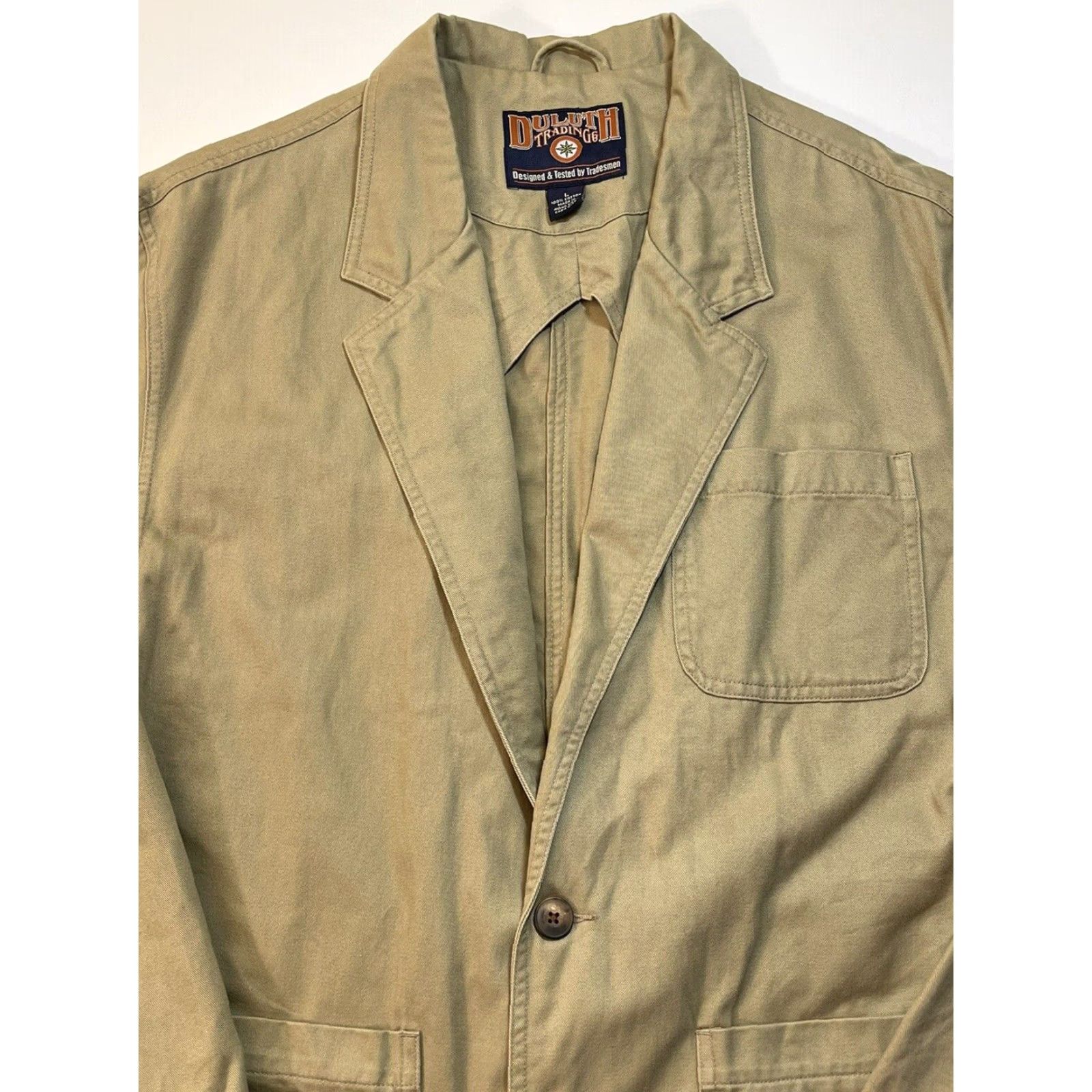 Vintage DULUTH Sport Coat Jacket Twill Brown Khaki Cargo Presentation 48 L Notch Lapel Two-Button Casual Mens Size US L / EU 52-54 / 3 - 2 Thumbnail
