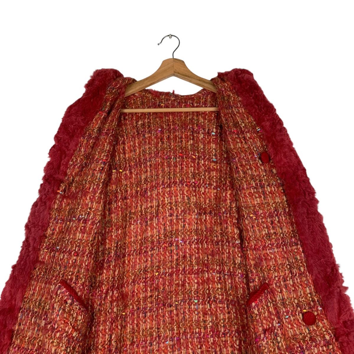 Vintage Reversible Fur & Tweed Hooded Overcoat #1376-C62 Size L / US 10 / IT 46 - 13 Thumbnail