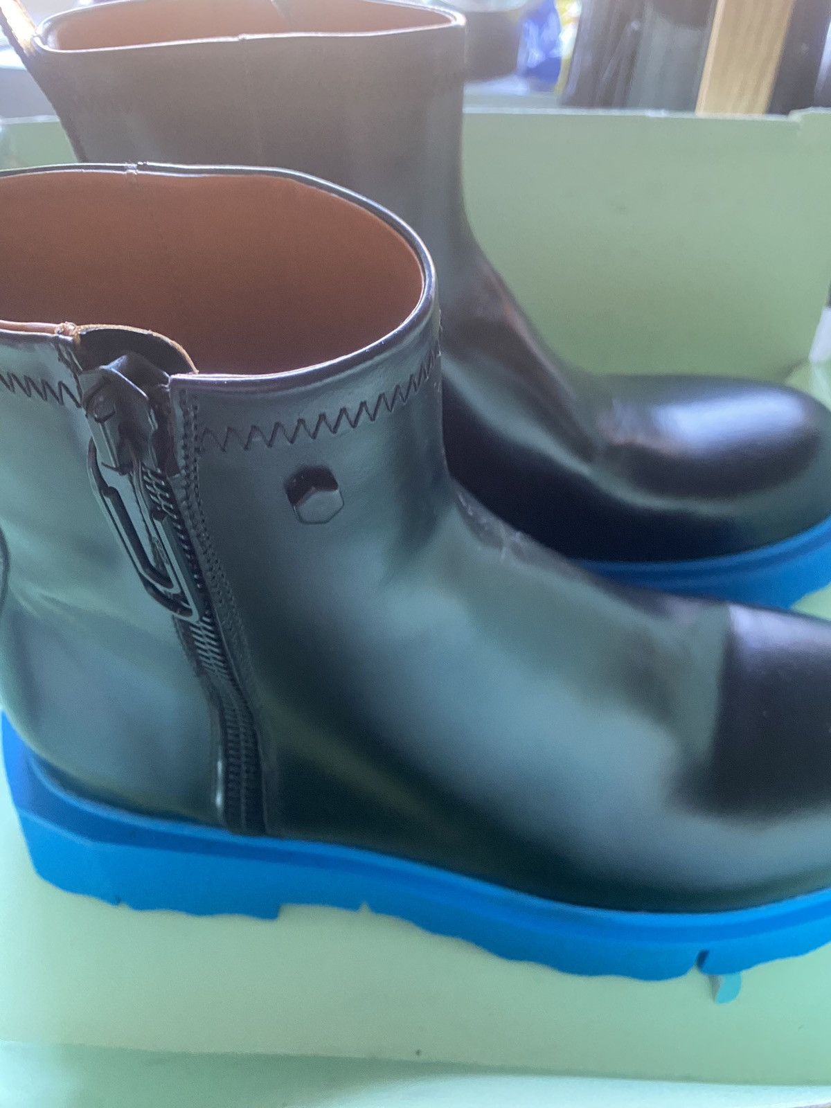 Off-White Off-White Leather Ankle rubber sole (blue) boots Size US 8 / EU 41 - 5 Thumbnail