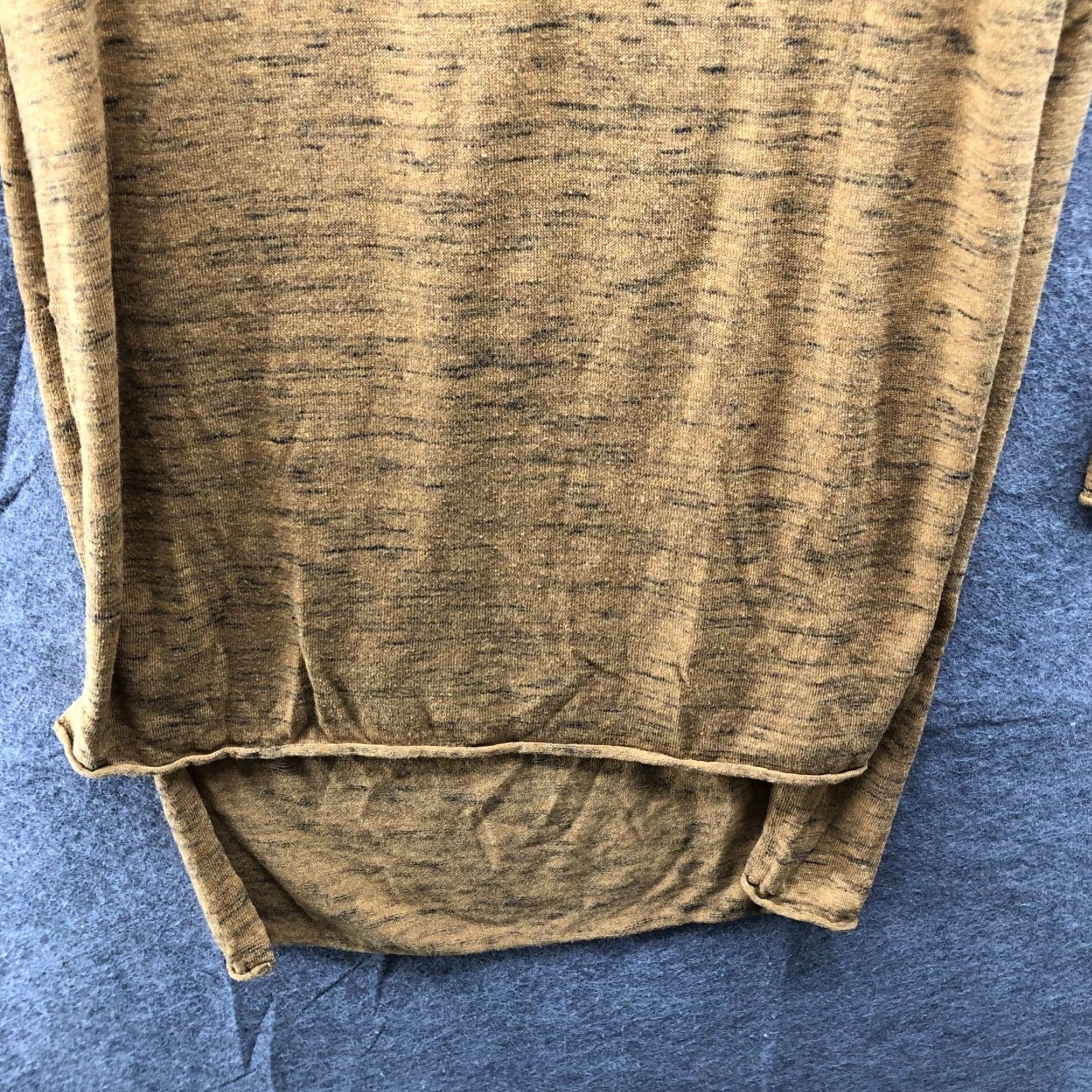 Zara Zara Knit Tunic Top Womens S Mustard Yellow Heather High Low Hem Crew Neck Lightweight Cotton Blend Knit Shirt Casual Size S / US 4 / IT 40 - 4 Thumbnail
