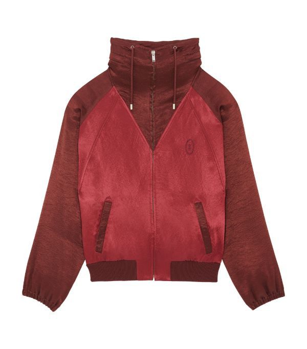 o1s1wg110624 Cassandre Teddy Jacket in Satin in Bordeaux