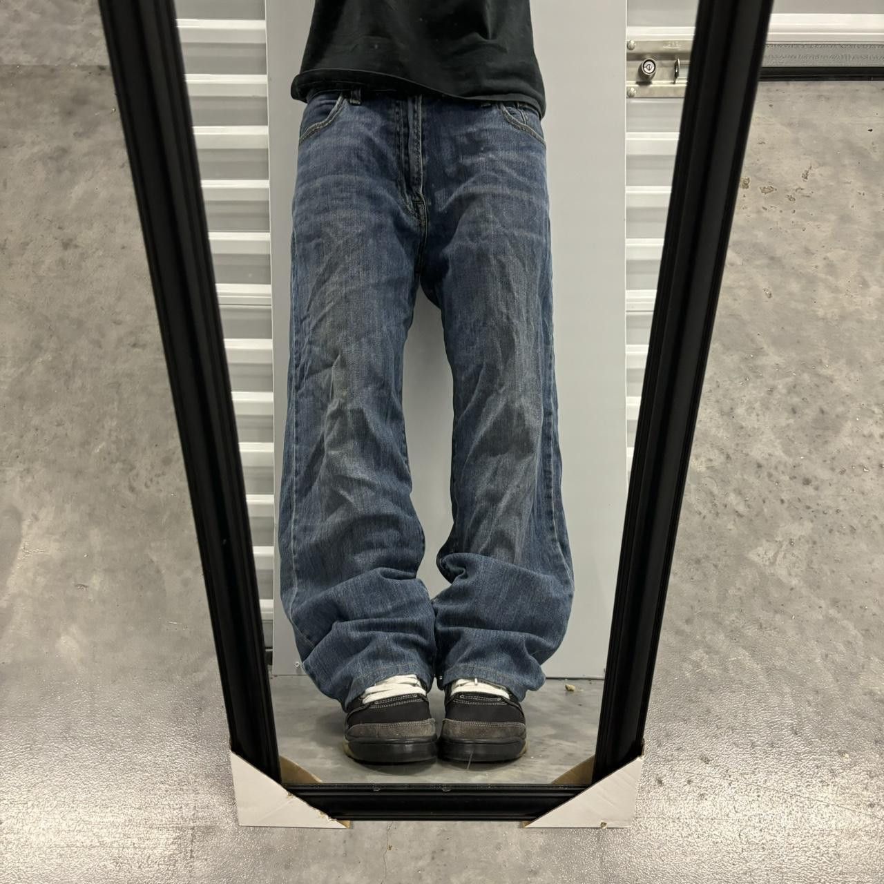 Japanese Brand × Vintage Crazy Vintage Y2K/2000s Baggy Grunge Dark Wash Skater Denim Jeans! Size US 36 / EU 52 - 1 Thumbnail