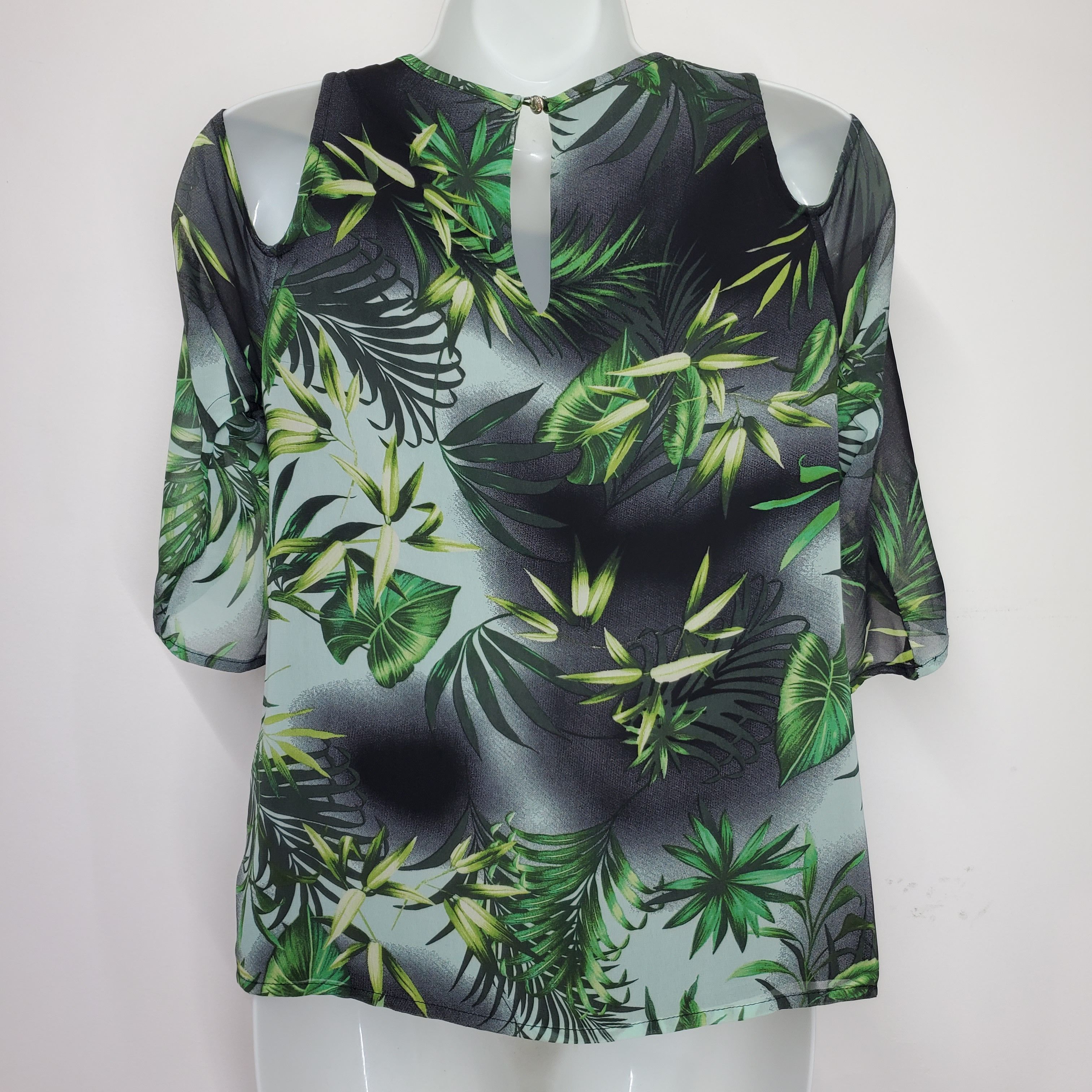 Vince Camuto Vince Camuto Size XXS Blouse Floral Foliage Plants Black Size XXS / US 00 / IT 34 - 4 Thumbnail