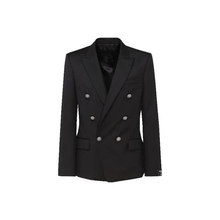 Balmain Balmain Black Double-Breasted Jacket for Men 0079 Size US L / EU 52-54 / 3 - 1 Thumbnail