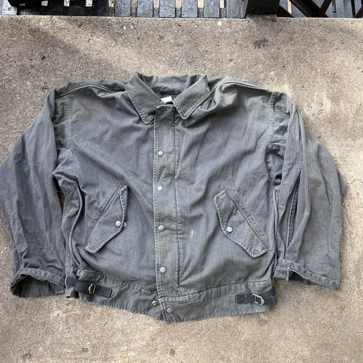 image of Archival Clothing x Diesel Archive Boxy Diesel Military Deck Jacket 2 Piece Canvas Coat in Grey (Si