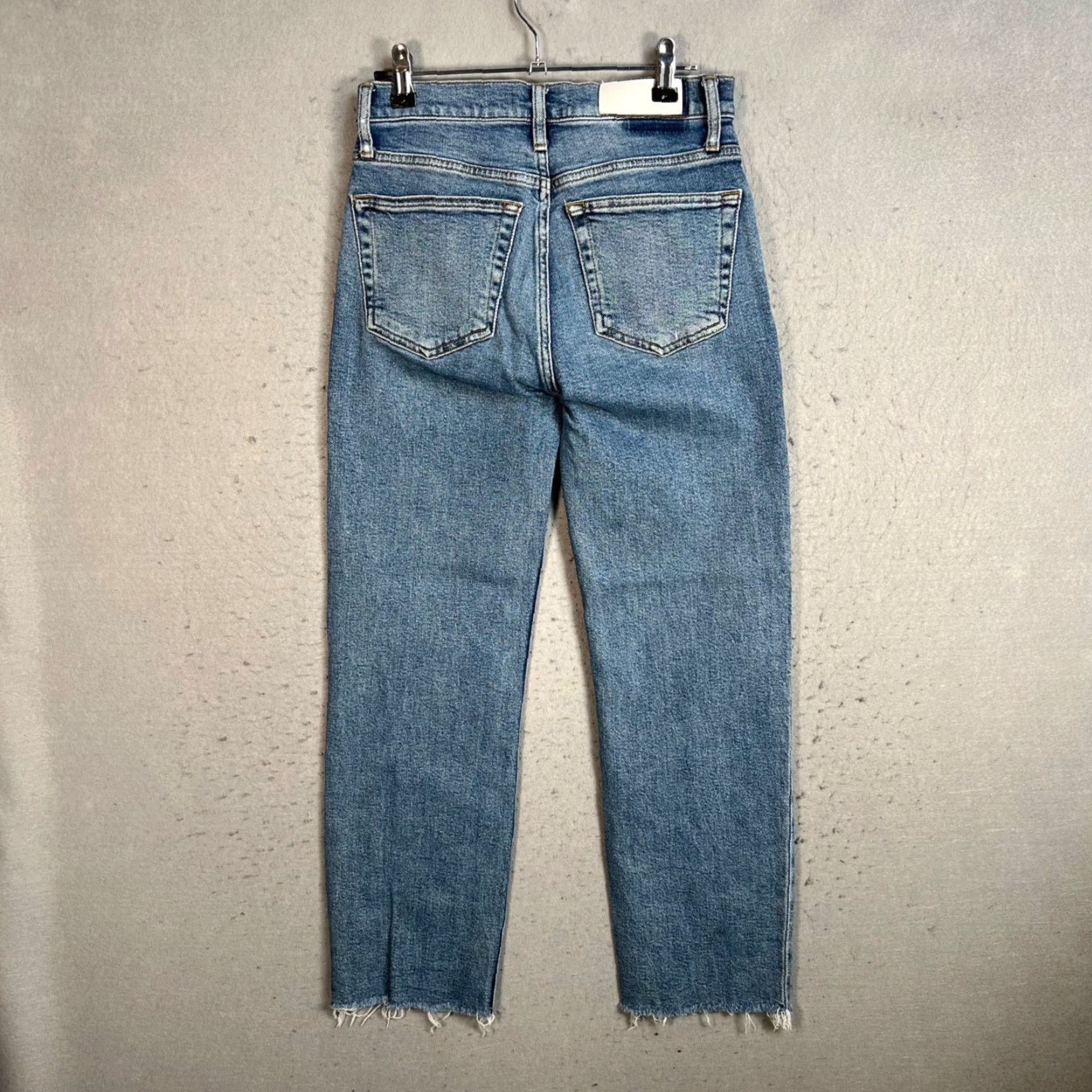 RE/DONE VINTAGE Re/Done Originals Jeans High-Rise Frayed Hem Straight Blue Denim Size 25 Size 42" / US 20 - 2 Thumbnail