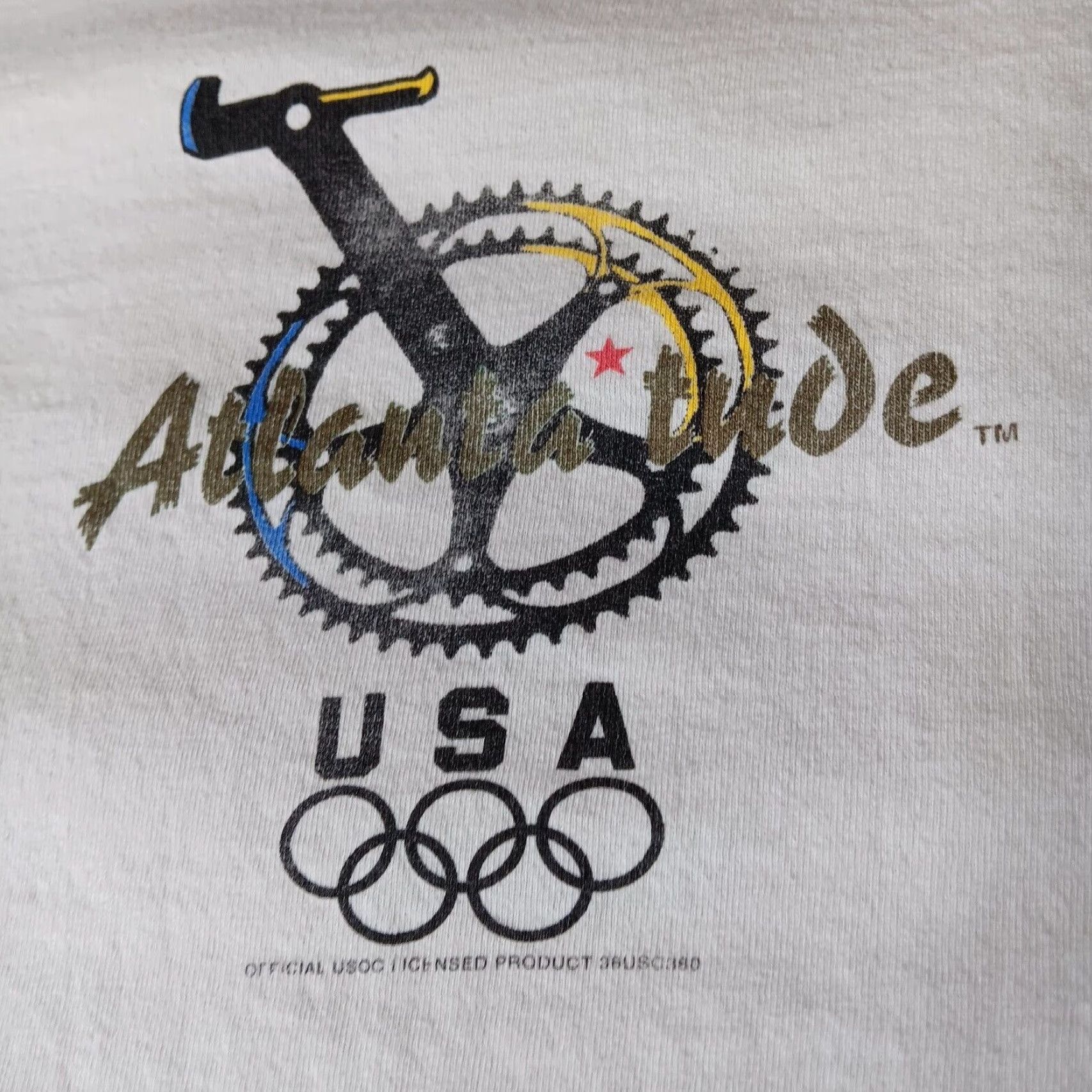 Hanes VINTAGE Hanes T-Shirt Bicycle USA Olympic Cycling White XL Mens Reading Size US XL / EU 56 / 4 - 4 Thumbnail