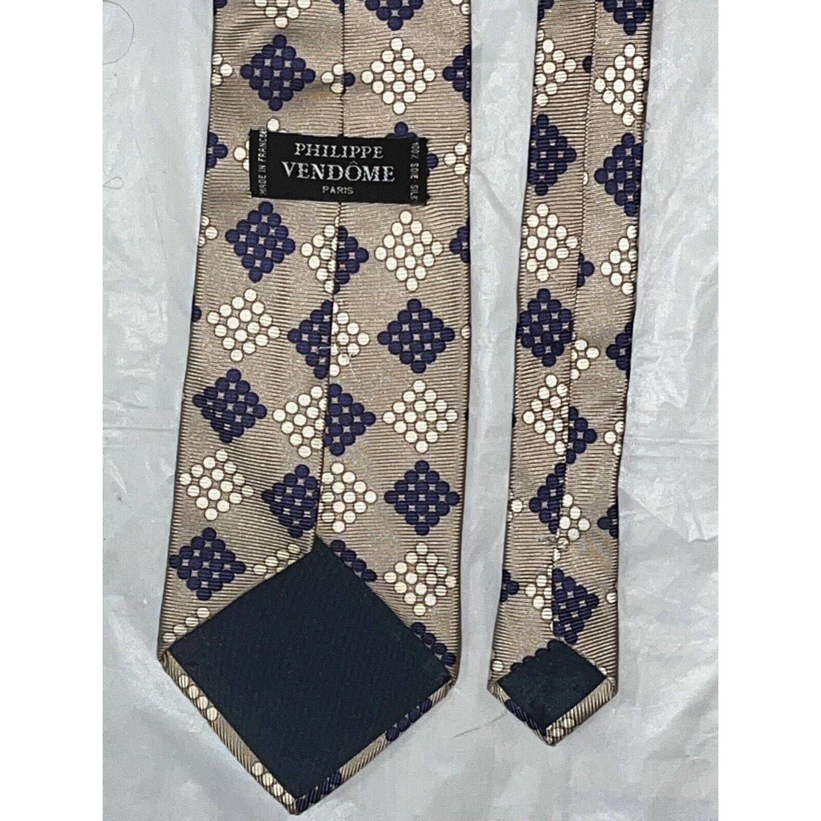 Other Philippe Vendome Paris Silk Tie ~ Gray & Blue ~ Necktie Size ONE SIZE - 2 Thumbnail