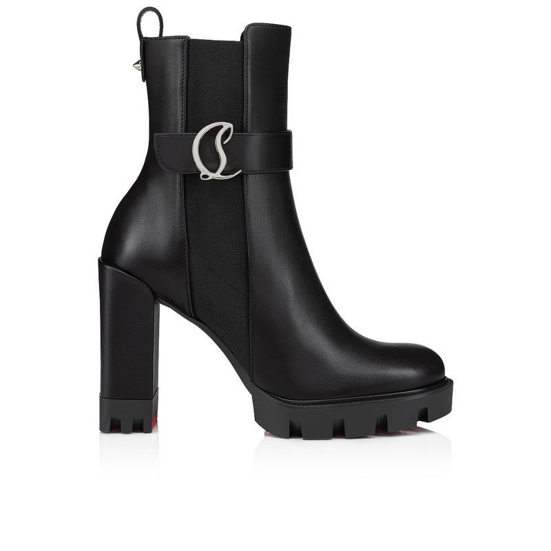 Christian Louboutin os11x0526 CL Chelsea Lug 100mm Boots in Black Size US 8 / IT 38 - 1 Thumbnail