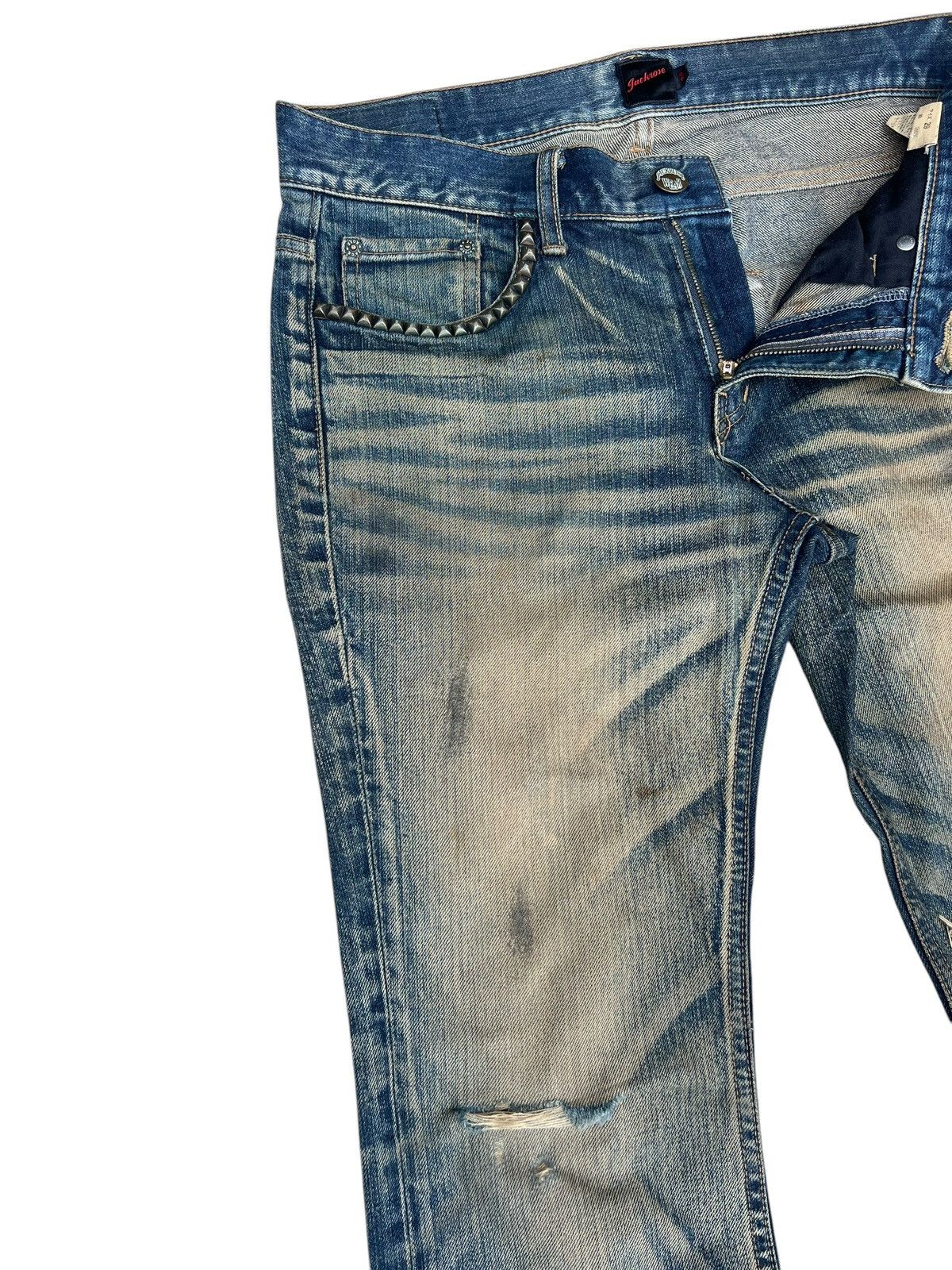 JACKROSE Dirty Mud Trashed Jackrose Rips Denim Claw Mark Flare Jeans Size US 30 / EU 46 - 8 Thumbnail