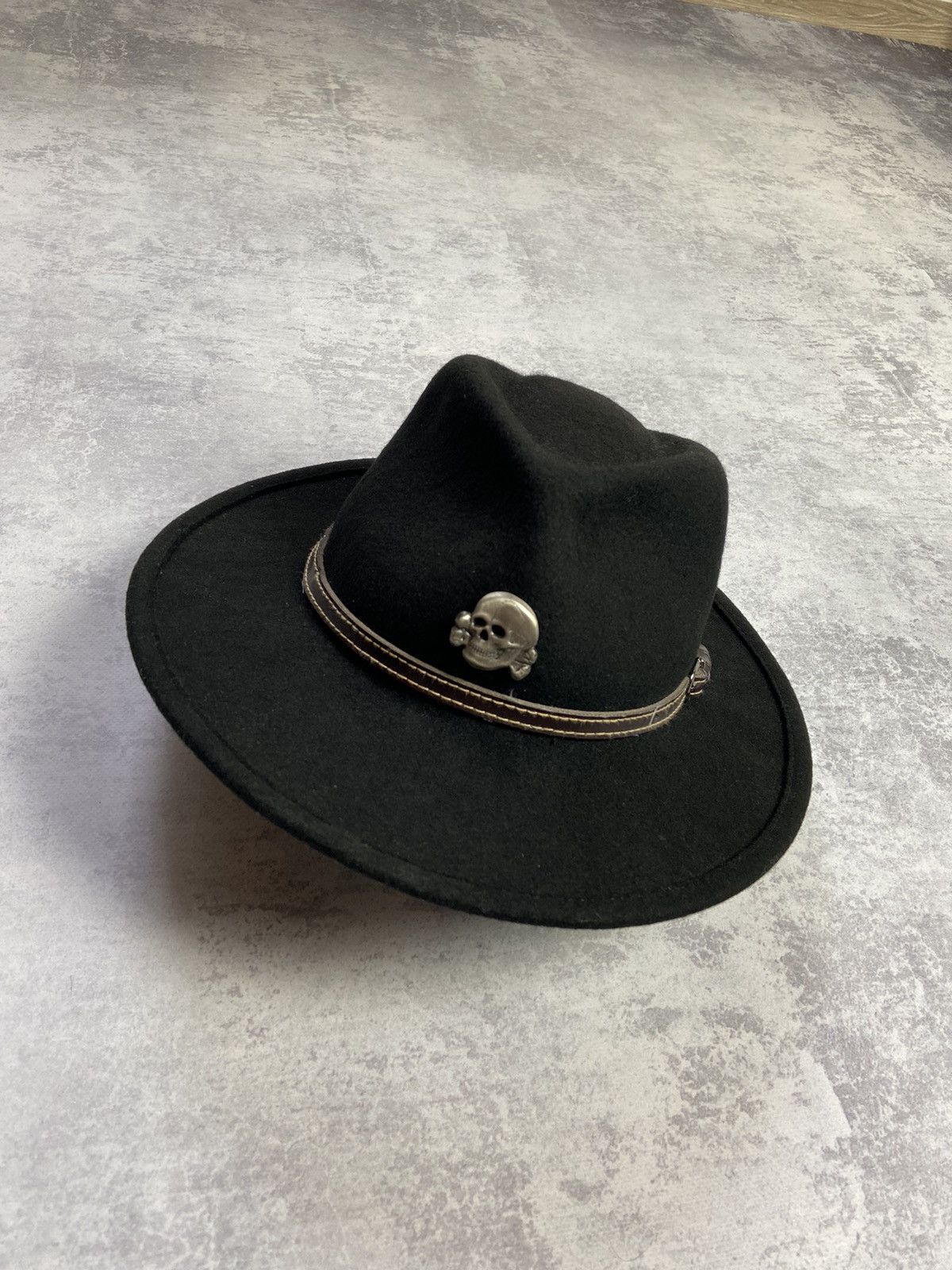 RARE Atrium Wool Vintage Nazi SS Skull Logo Fedora Hat